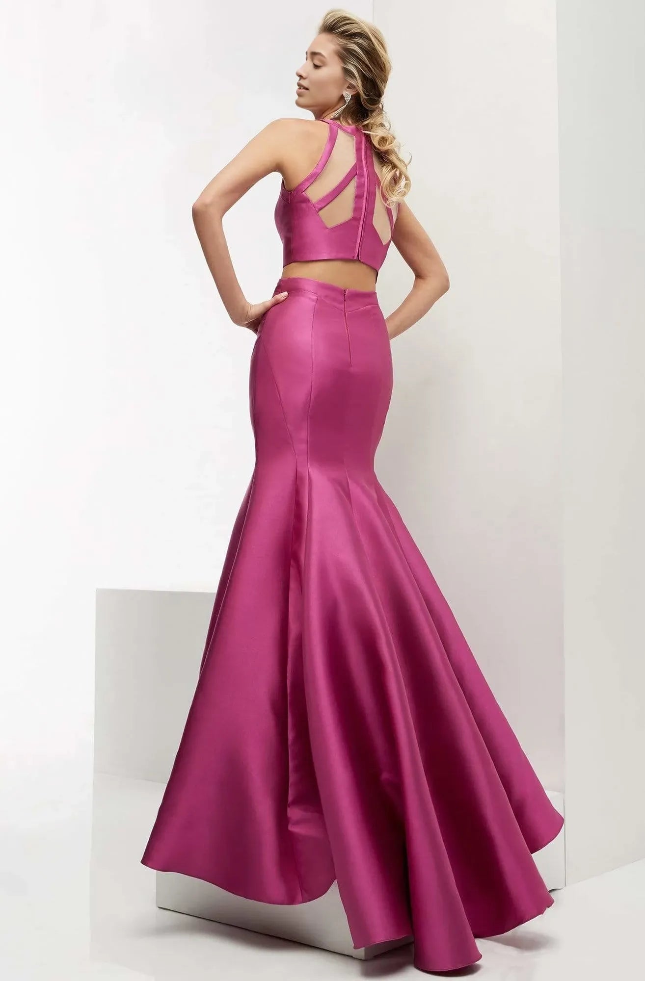 Halter Sleeveless Mermaid Modern Two Piece Off the shoulder Floor Length Prom Dress Hot Sale For Adults