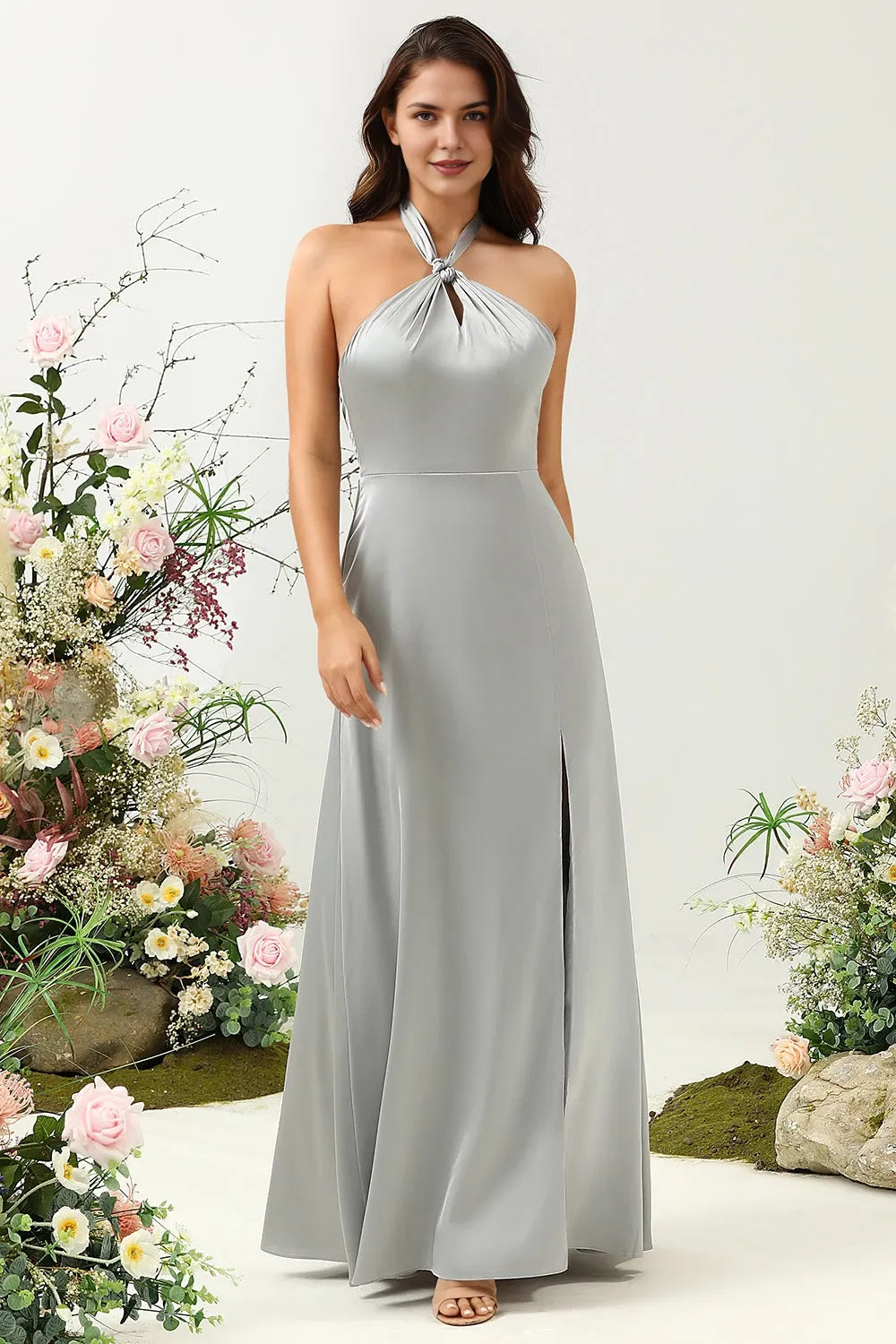 Halter Sleeveless Sheath Modern Off the shoulder Floor length Party Dress Hot Sale For Ladies