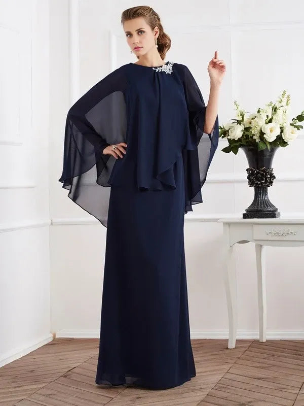 High Neck Sleeveless Chiffon Floor-Length With Beading Mother of the Bride Dresses