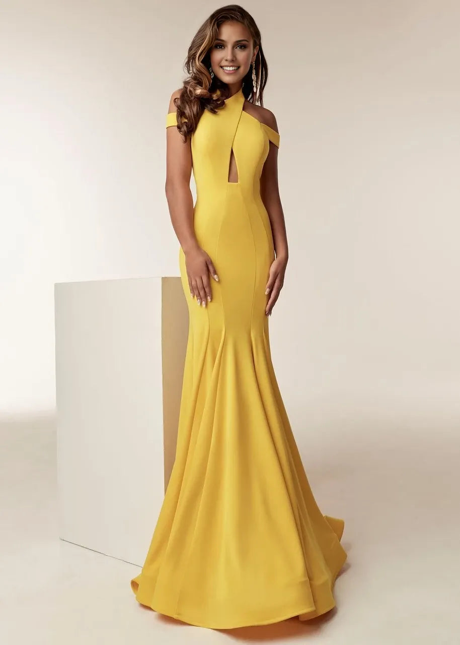 High Neck Sleeveless Mermaid Trendy Off the shoulder Floor length Prom Dress Hot Sale For Women
