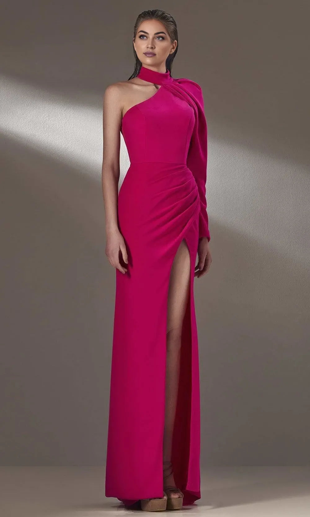 High Neck Sleeveless Sheath Formal One-shoulder Floor length Long Prom Dress For Sale For Women