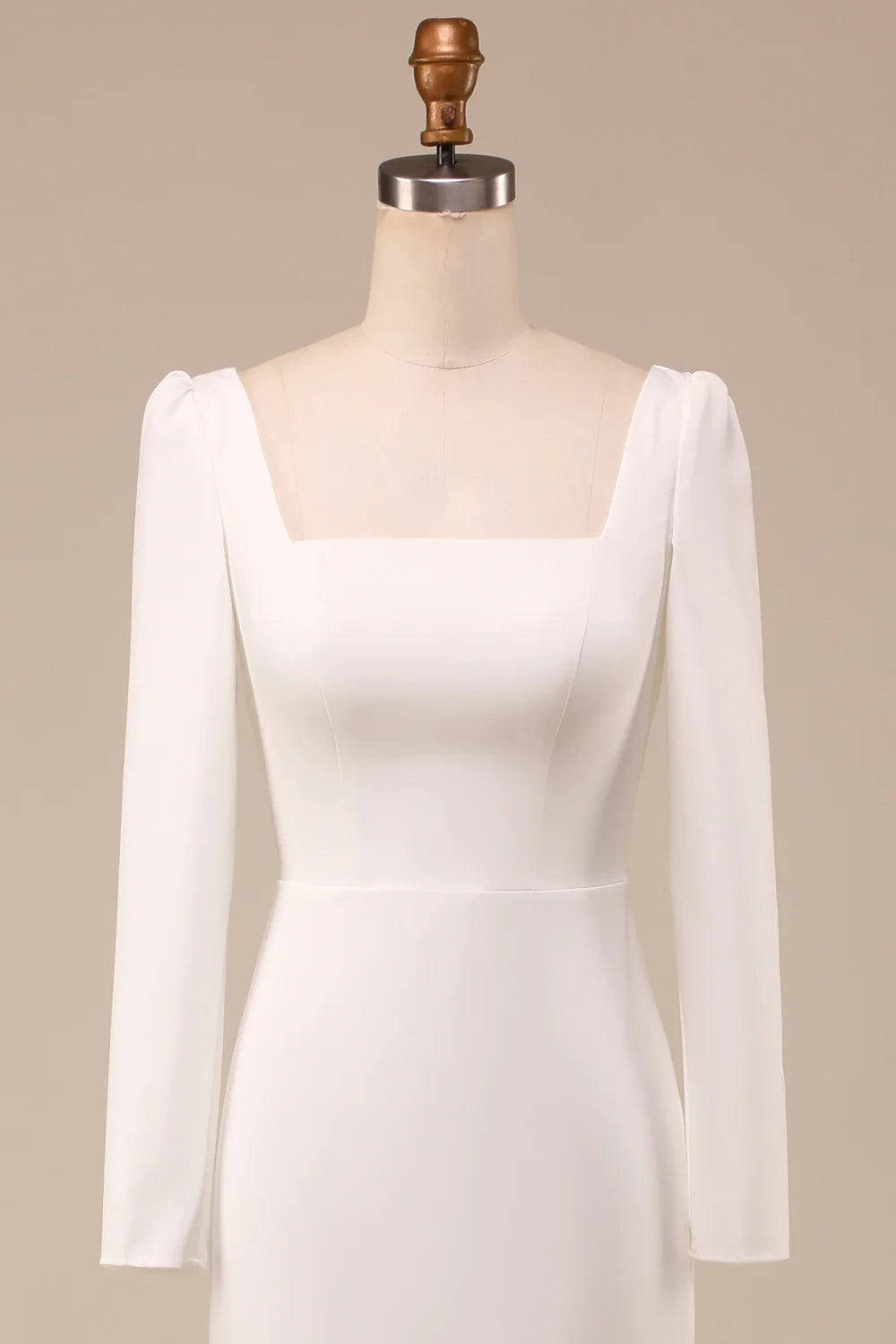 Ivory Mermaid Long Sleeves Square Neck Long Floor length Sleeves Prom Dress Party Dress Cocktail Dress Homecoming Dress Evening Dress