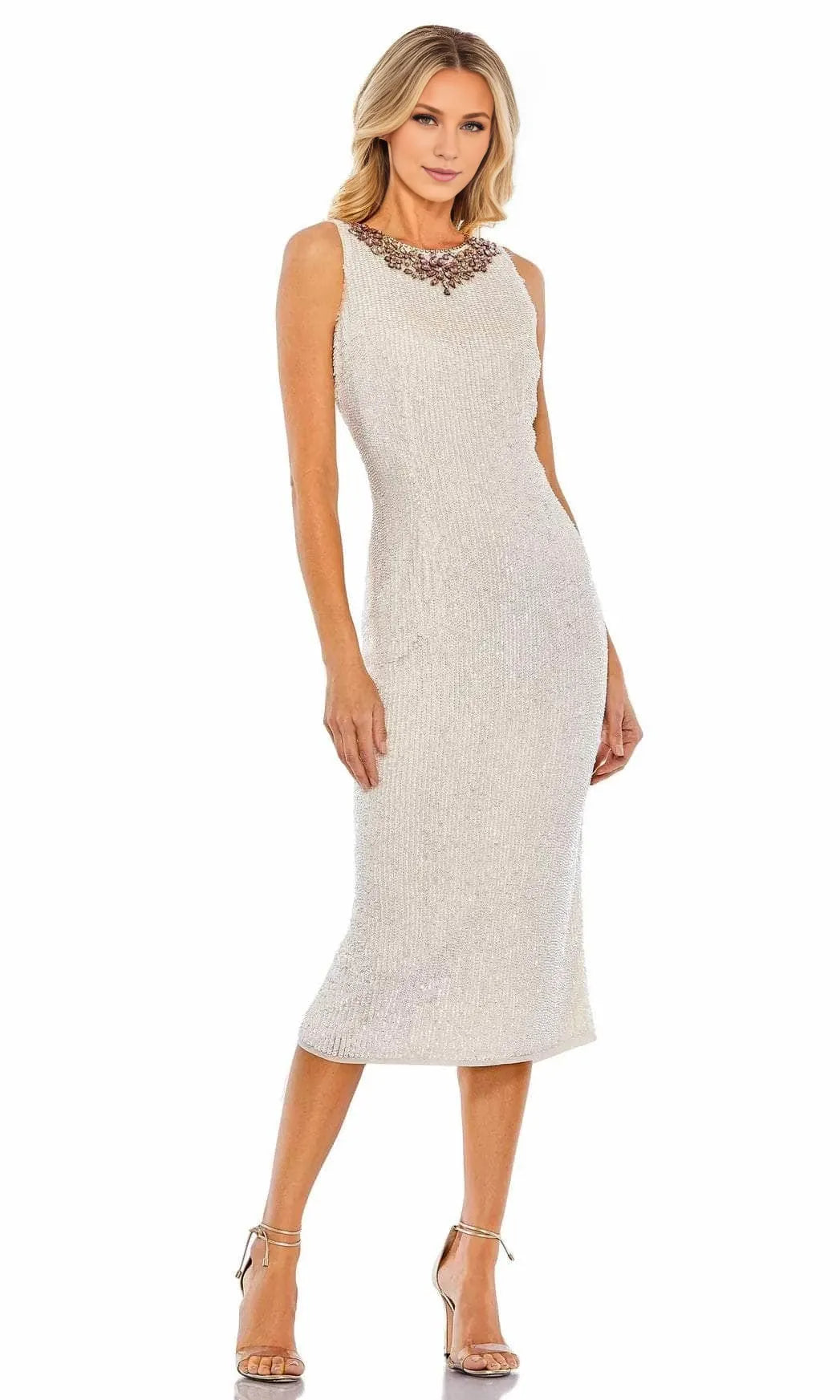 Jewel Sleeveless Sheath Vintage Tea Length Off the shoulder Prom Dress Hot Sale For Ladies