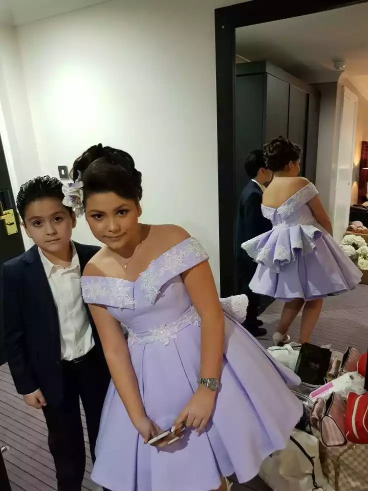 Lavender Bridesmaid Dresses sleeveless Knee Length Wedding Party Gowns Plus Size Custom Made