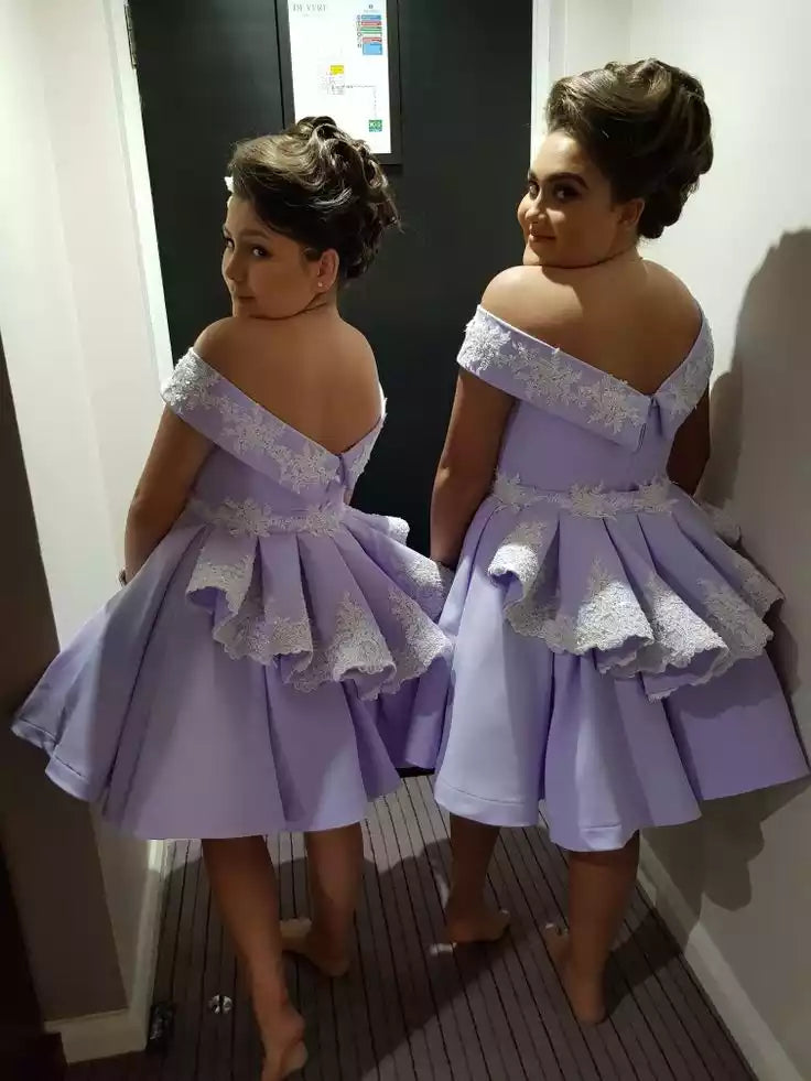 Lavender Bridesmaid Dresses sleeveless Knee Length Wedding Party Gowns Plus Size Custom Made