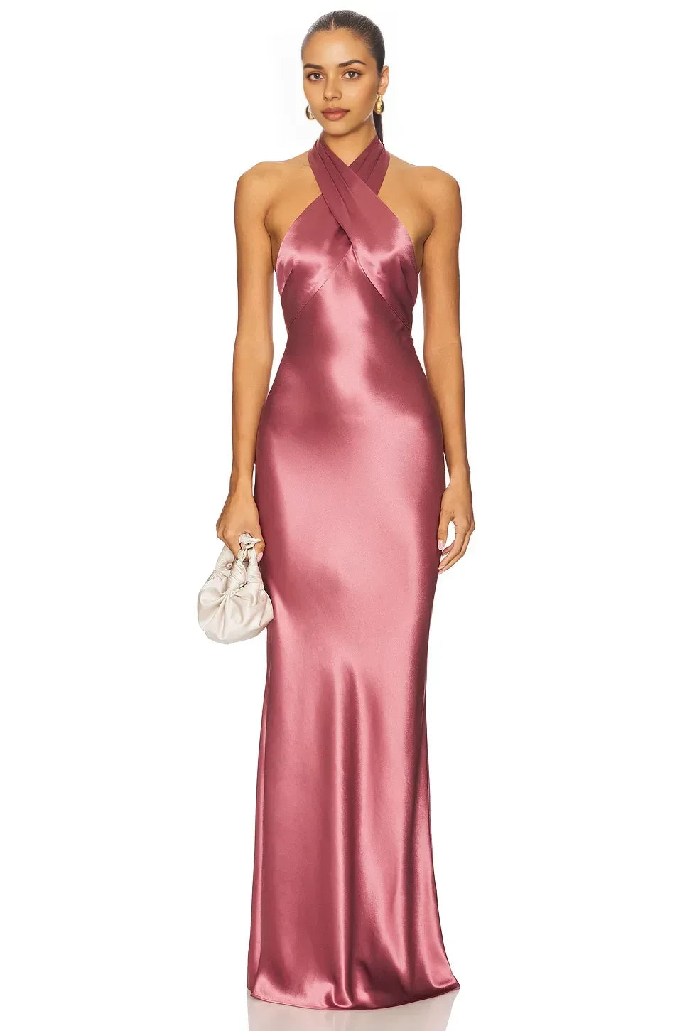 Lavish Sheath Halter Neck Sleeveless Tie Back Floor Length Evening Dress