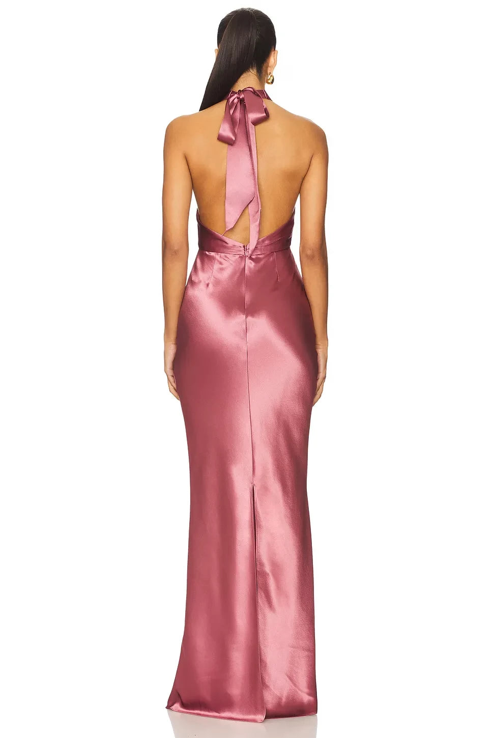 Lavish Sheath Halter Neck Sleeveless Tie Back Floor Length Evening Dress