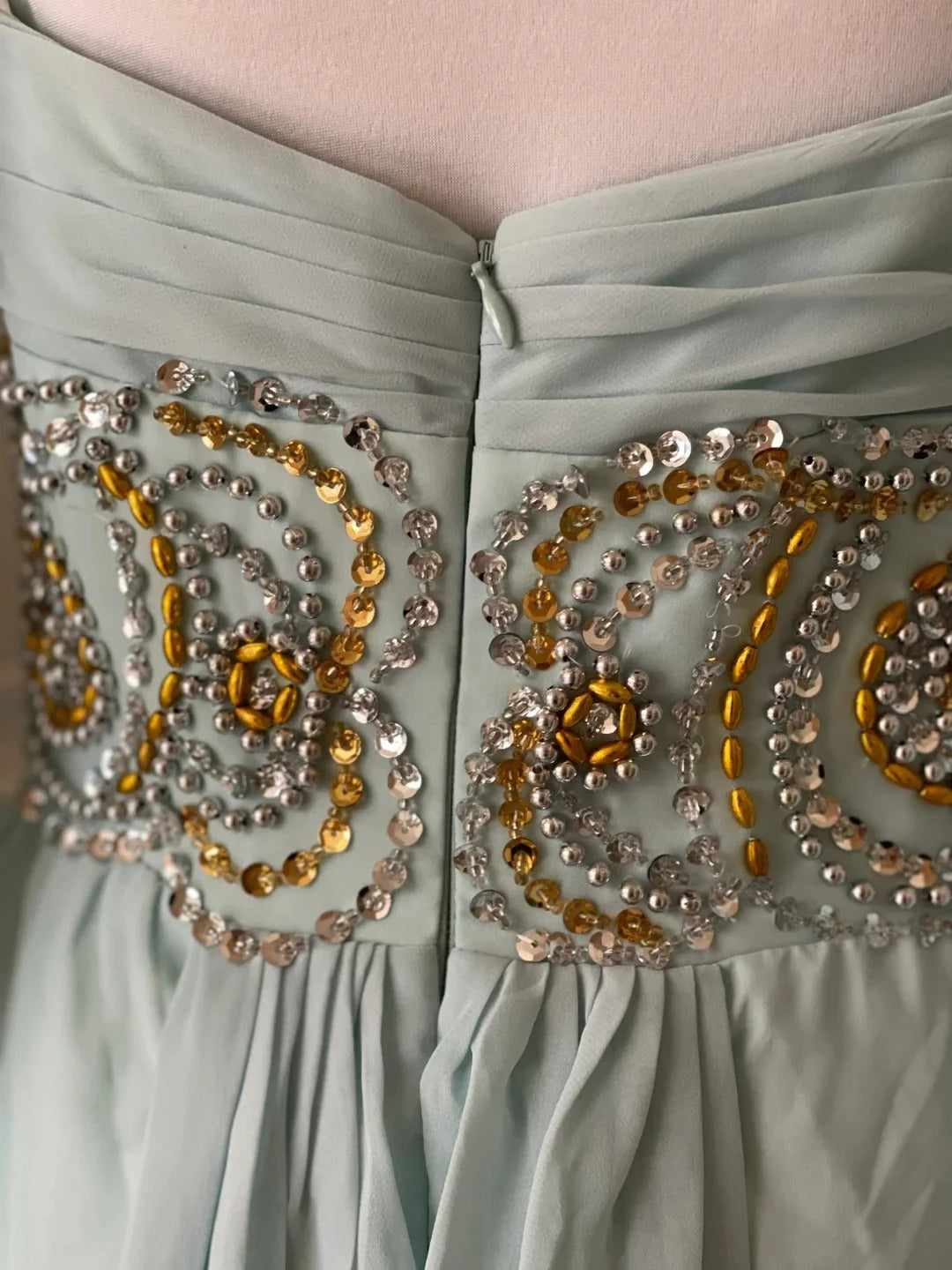 Light Blue Fashionable Elegant Greek Goddess Gown Long Chiffon Floor Length Trailing Ball Gown Evening Dress Party Dress