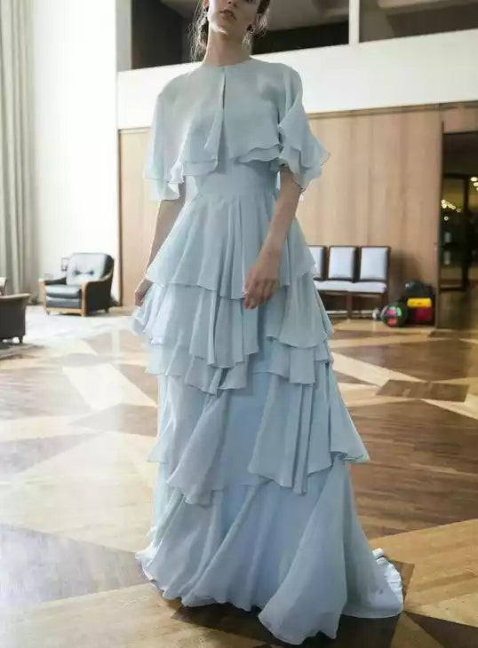 Light blue floor length long prom dress fashion evening dress