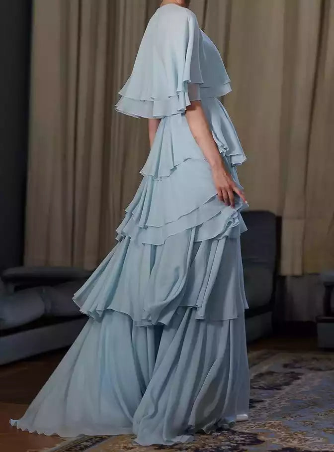 Light blue floor length long prom dress fashion evening dress