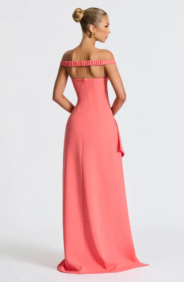 Lively Mermaid Off Shoulder Sleeveless Ruffle Accent Floor Length For Ladies Evening Dress