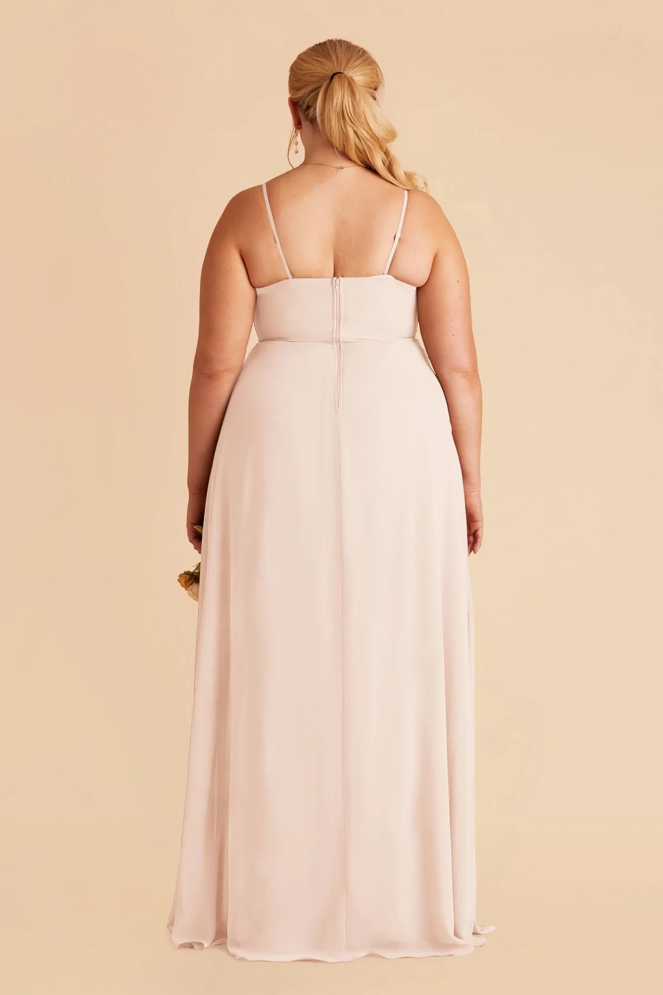 Lovely A Line Strapless Sleeveless Zip Back Floor Length Plus Size Bridesmaid Dress