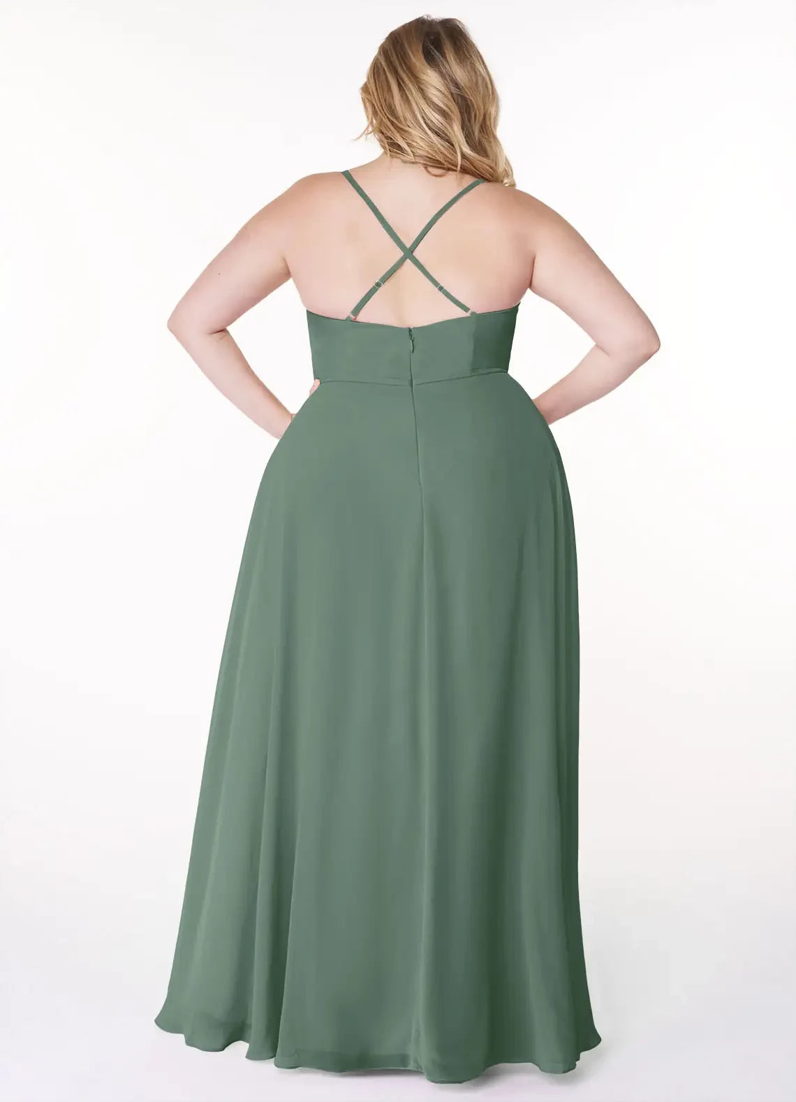Lovely Plus Size A Line Sweetheart Neck Sleeveless Criss Cross Back Floor Length Bridesmaid Dress