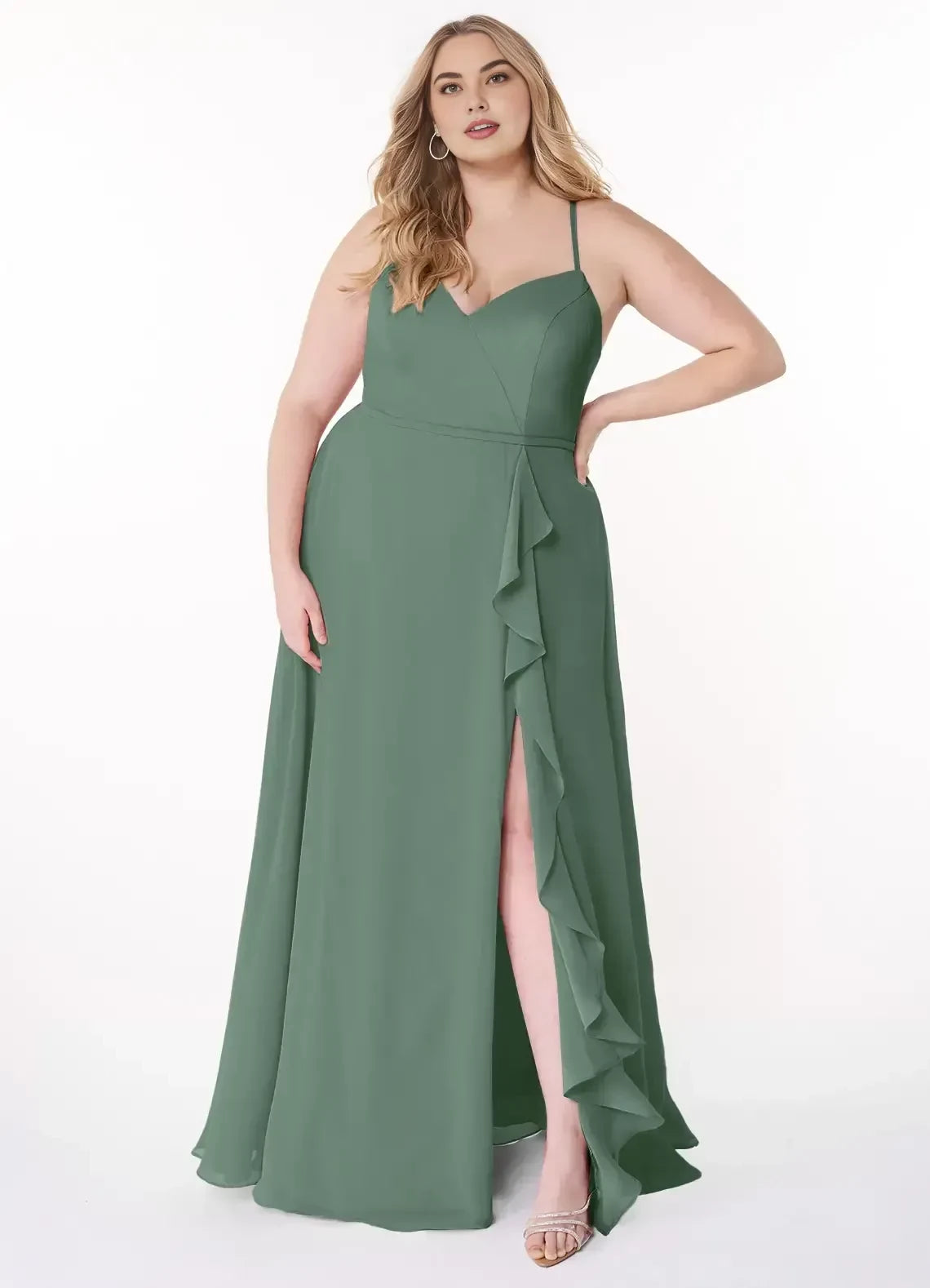 Lovely Plus Size A Line Sweetheart Neck Sleeveless Criss Cross Back Floor Length Bridesmaid Dress
