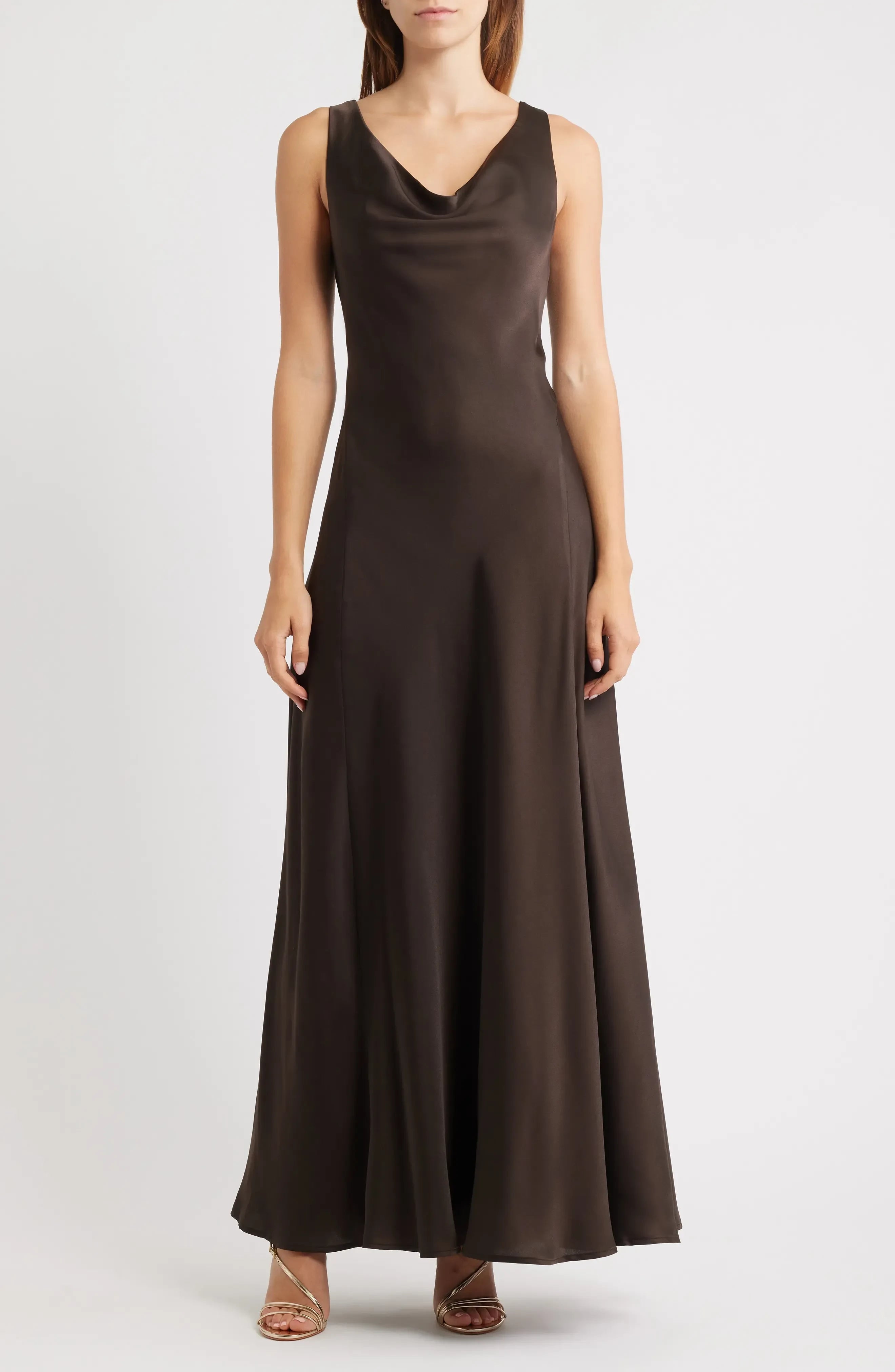 Lovely Sheath Cowl Neck Sleeveless Scoop Back Floor Length Bridesmaid Dress