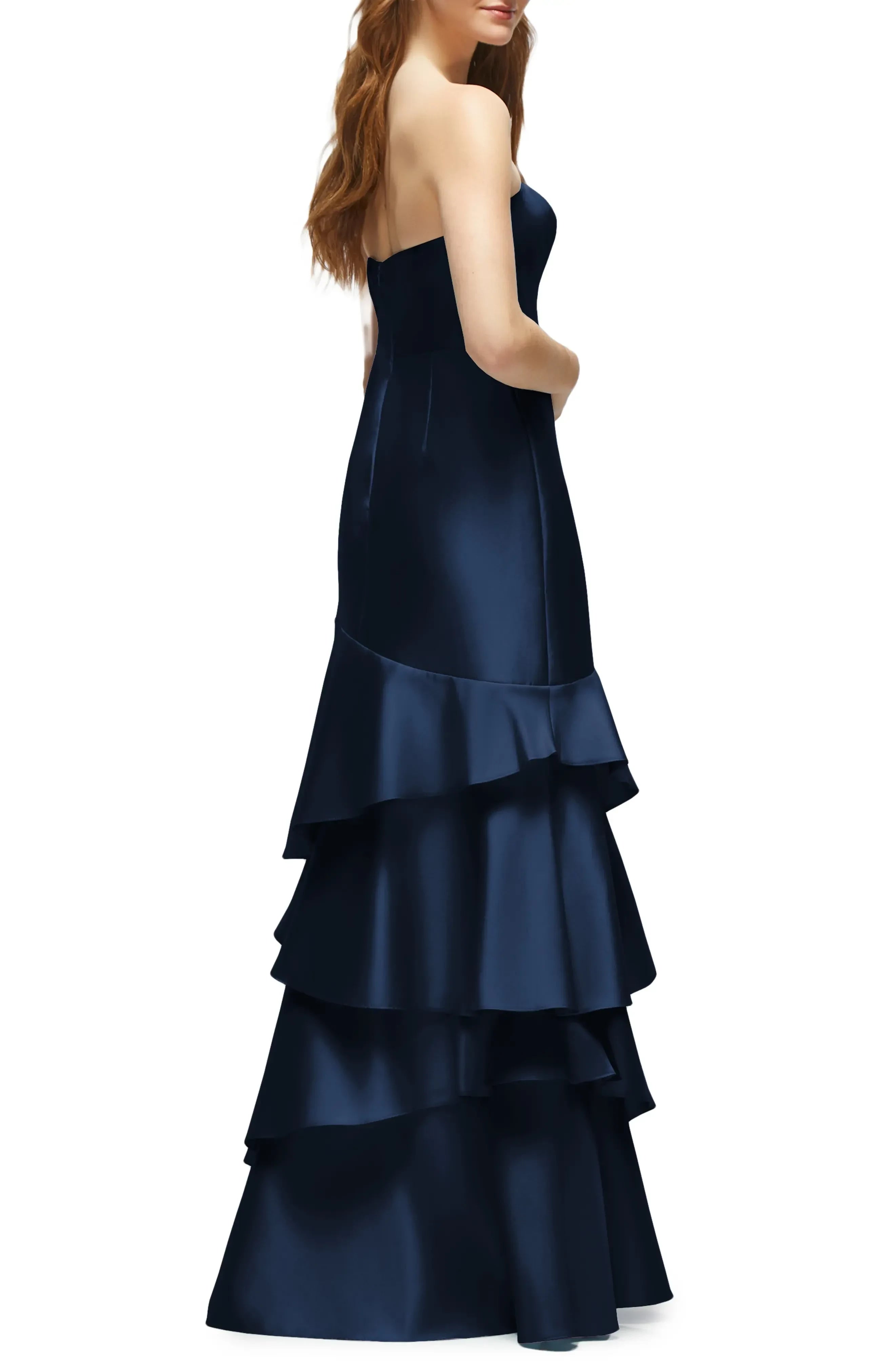 Lovely Trumpet Strapless Sleeveless Zipper Back Floor Length Bridesmaid Dress