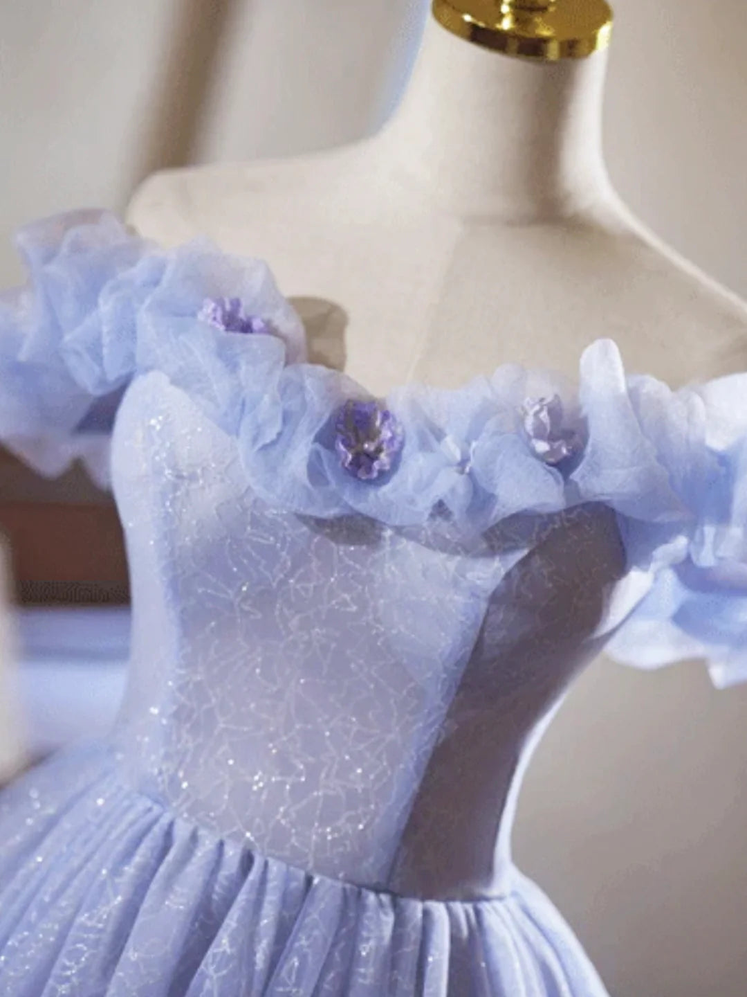 Lovely A-Line Off the Shoulder  Lilac Tulle Knee Length Prom Dress Evening Party Dress