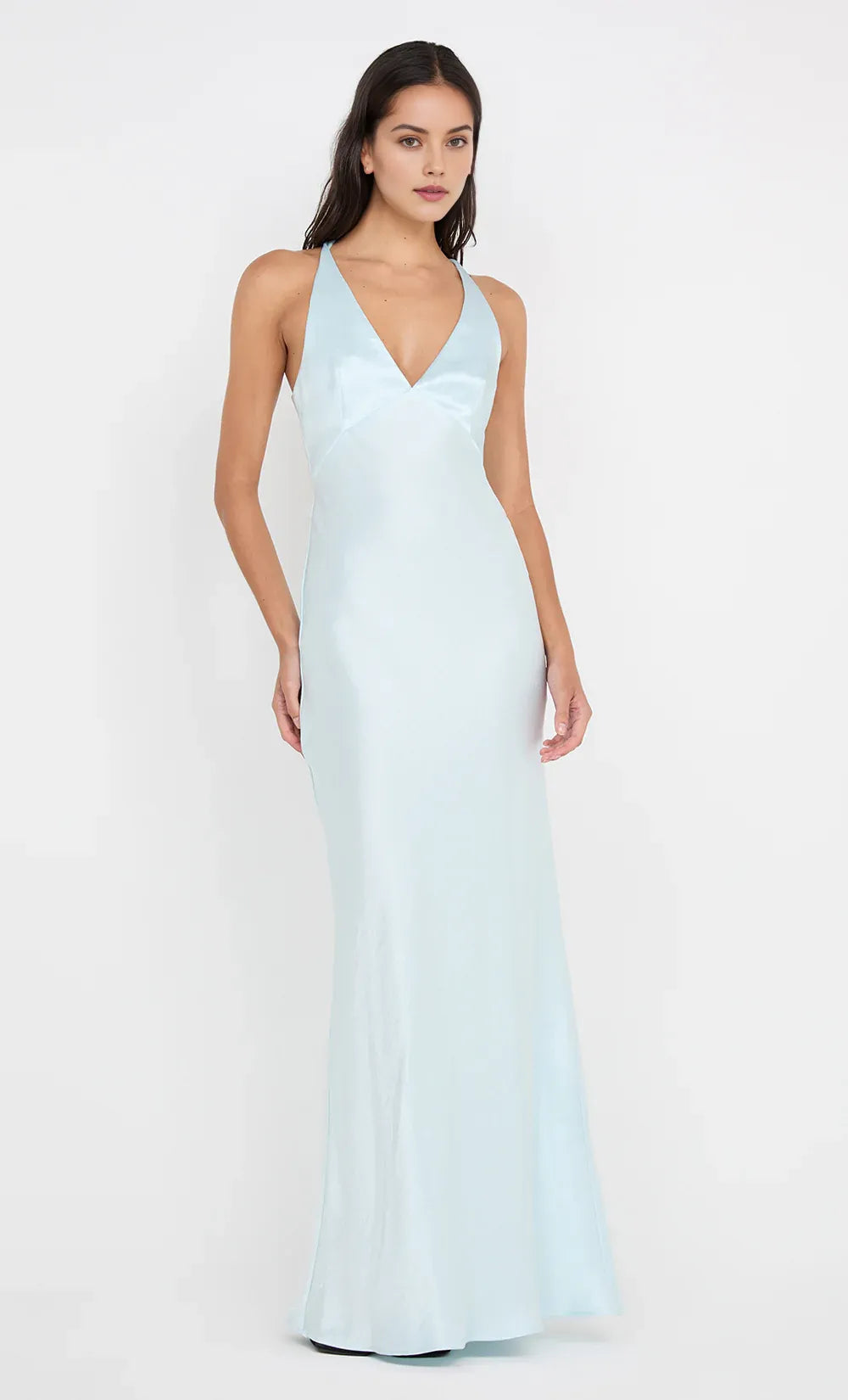 Luminous Sheath Halter Neck Sleeveless Cross Back Floor Length For Women Prom Dress