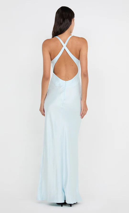 Luminous Sheath Halter Neck Sleeveless Cross Back Floor Length For Women Prom Dress