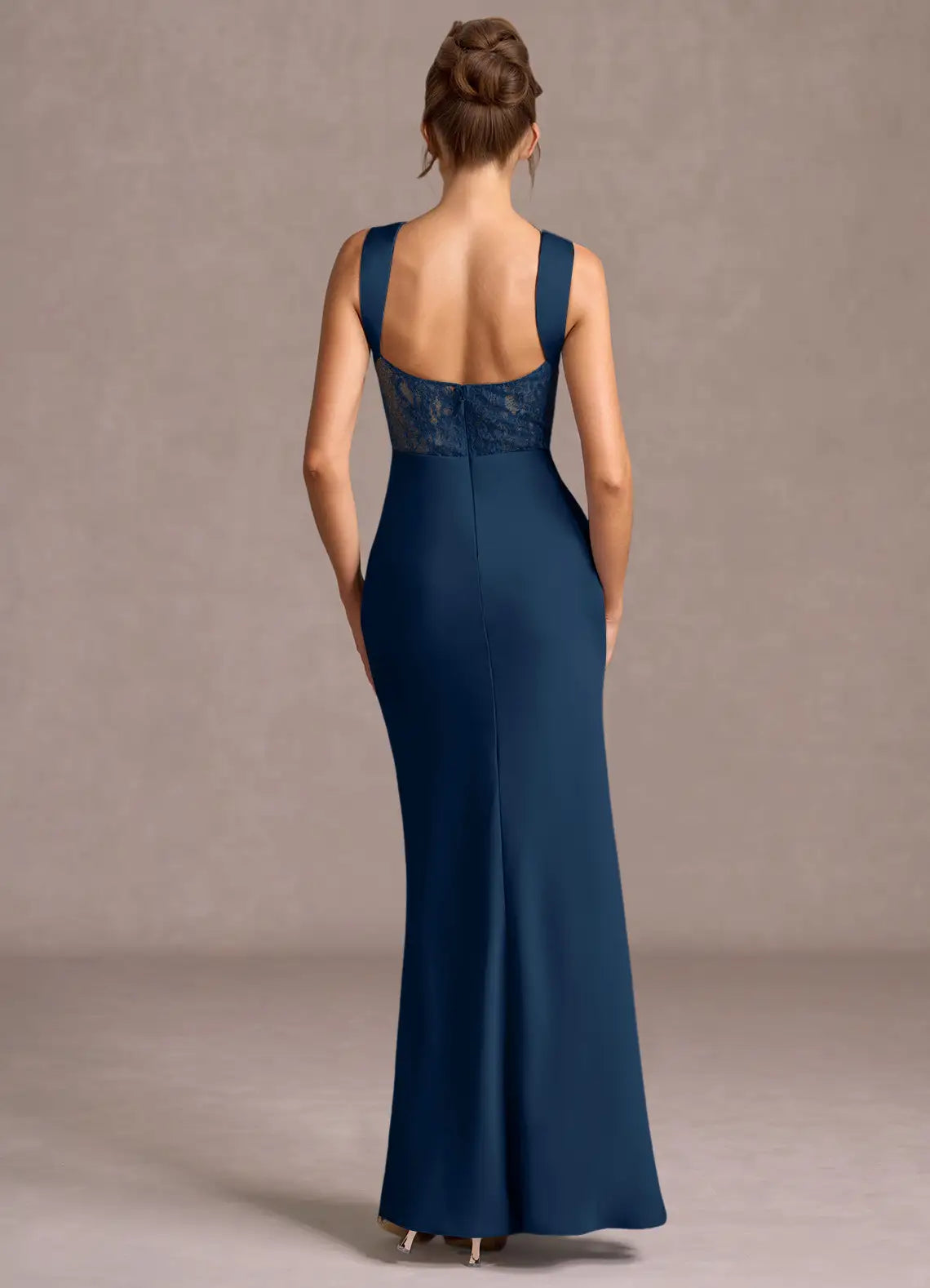 Luminous Trumpet Sweetheart Square Strap Lace Accent Open Back Floor Length For Ladies Prom Dress