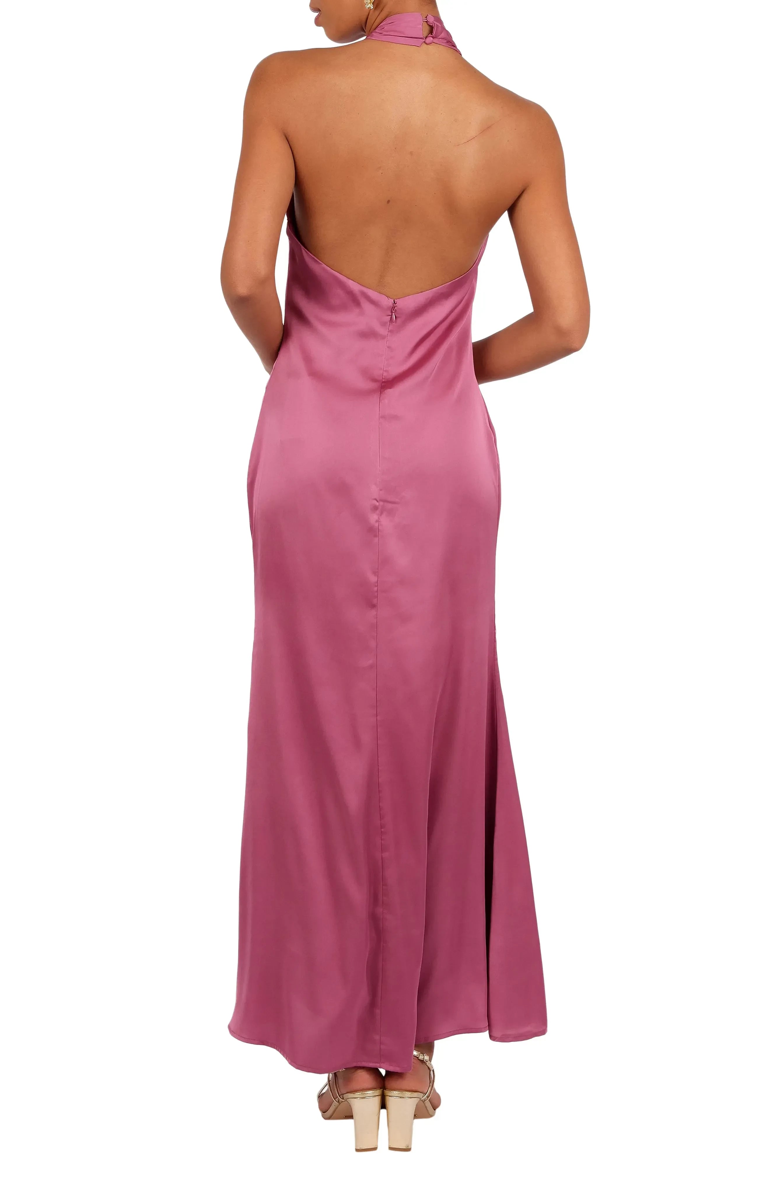 Luscious Sheath Halter Sleeveless Open Back Floor Length Evening Dress