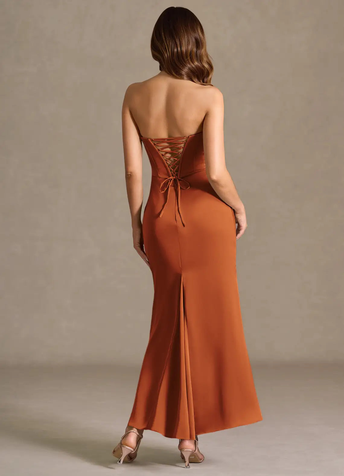 Lush Mermaid Sweetheart Strapless Ruched Accent Lace Up Back Floor Length Female Prom Dress