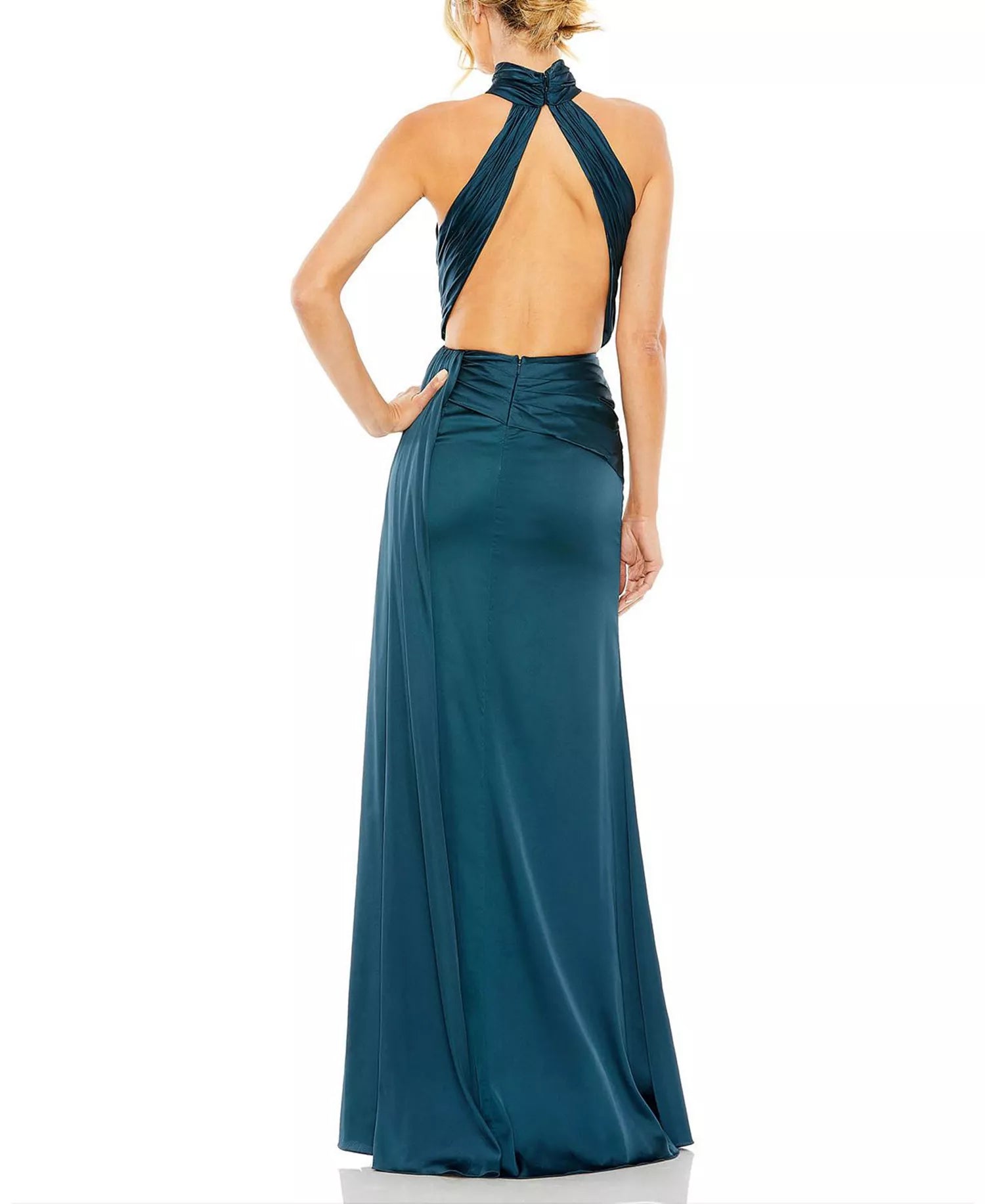 Lush Sheath Halter Neck Sleeveless Open Back Floor Length For Ladies Prom Dress