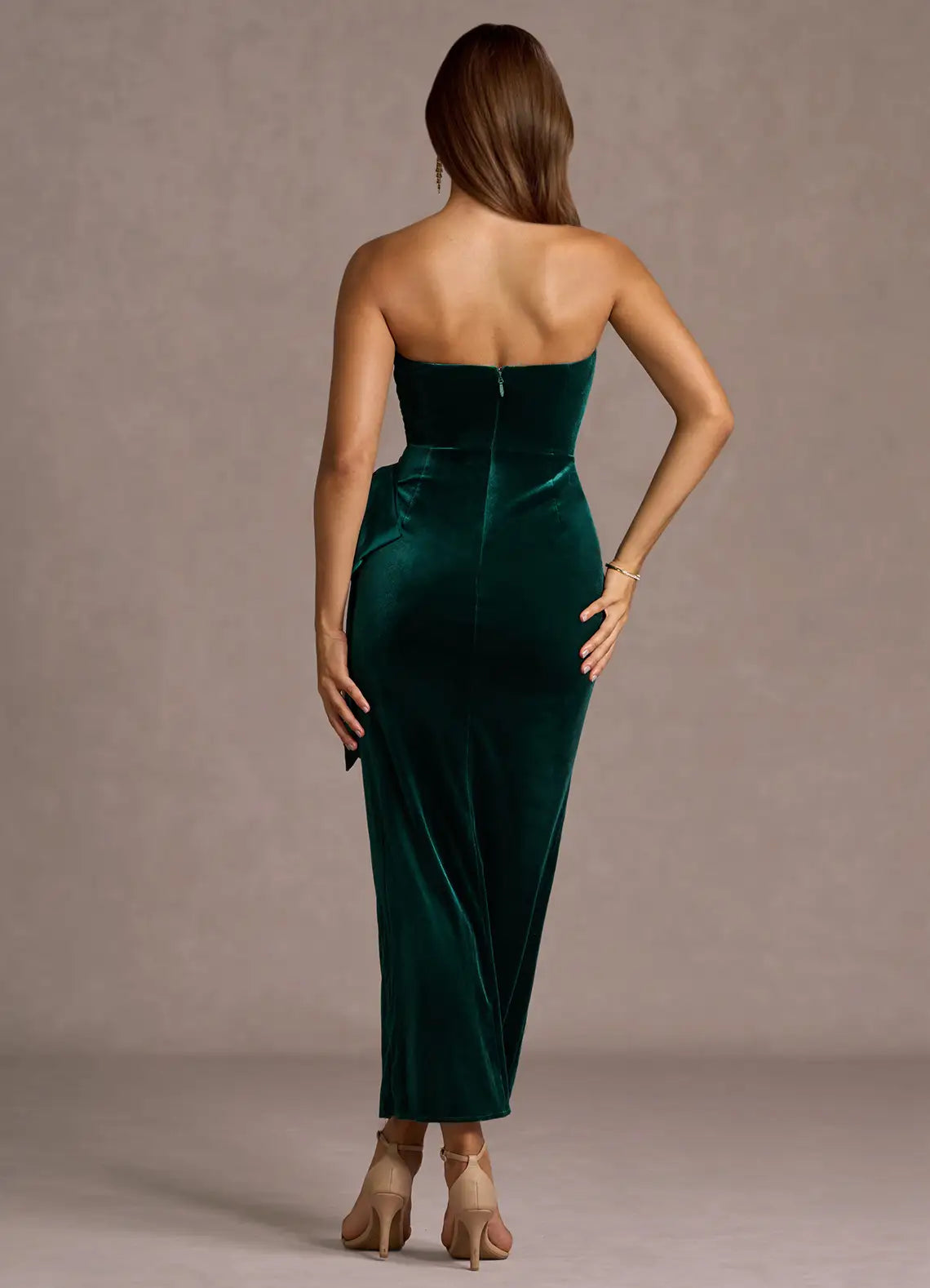 Lush Sheath Strapless Sleeveless Open Back Midi Length For Ladies Prom Dress