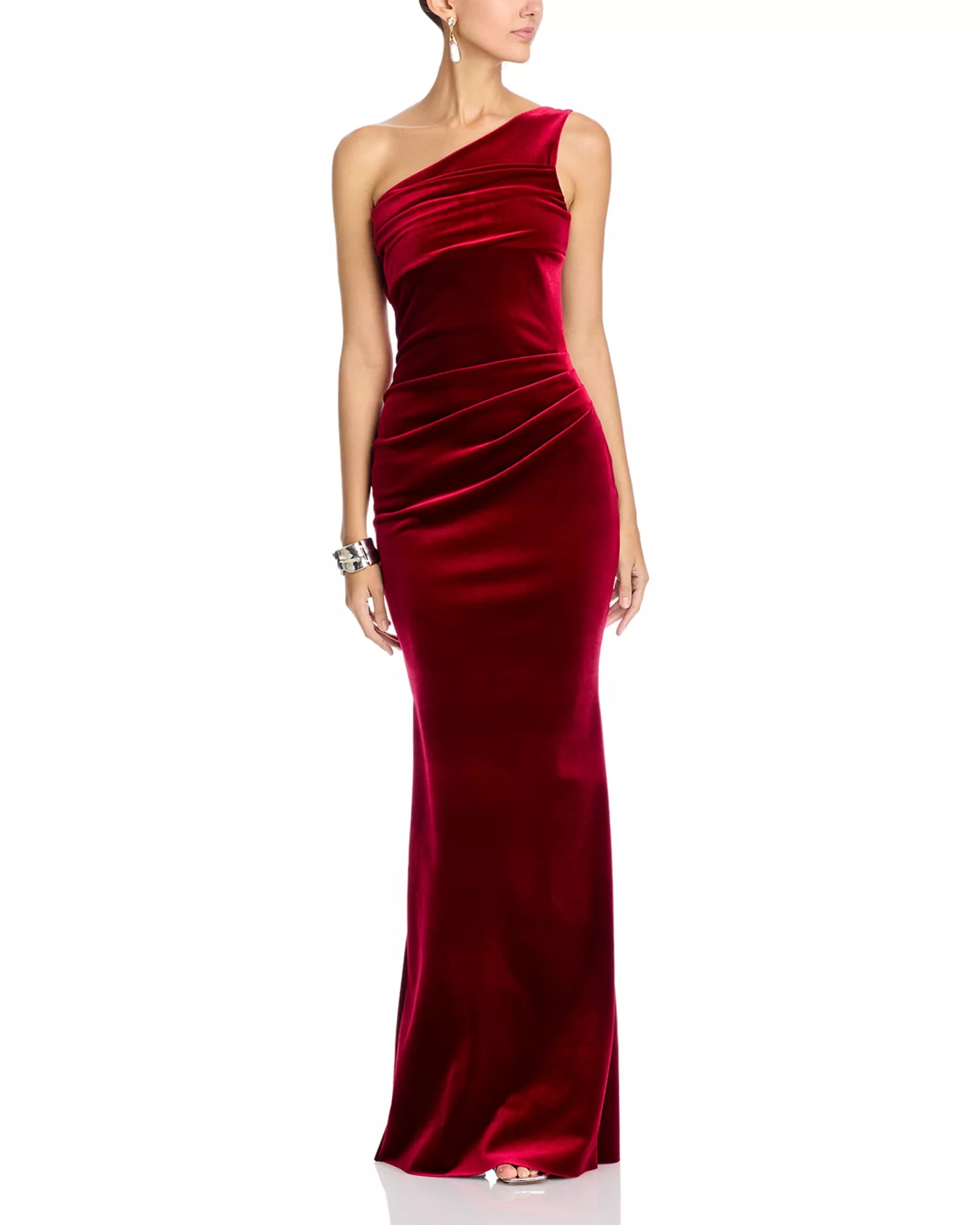 Lush Sheath Sweetheart One Shoulder Ruched Accent Open Back Floor Length For Ladies Prom Dress