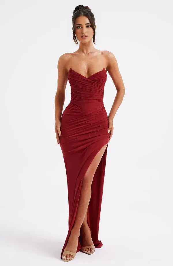 Lush Sheath Sweetheart Strapless Ruched Back Floor Length For Ladies Evening Dress