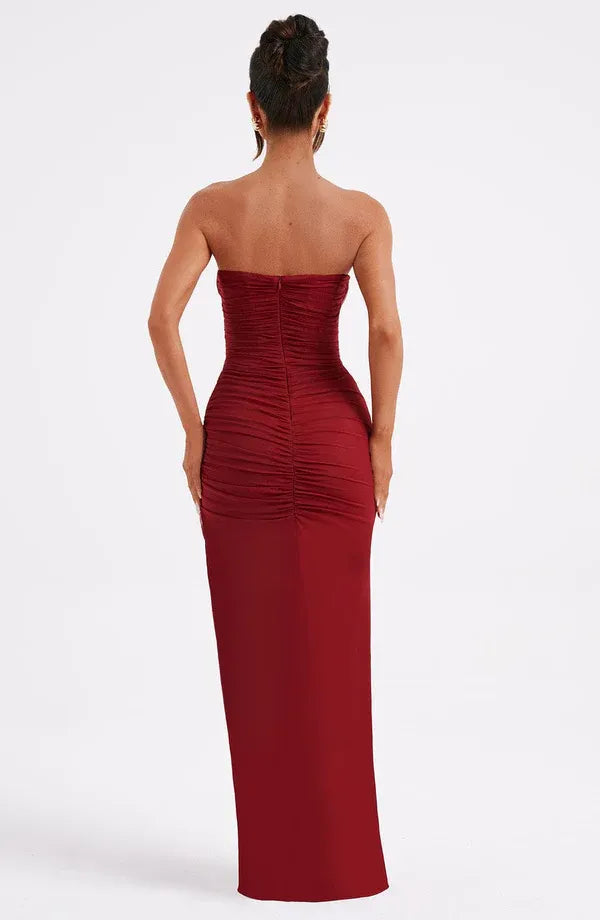 Lush Sheath Sweetheart Strapless Ruched Back Floor Length For Ladies Evening Dress