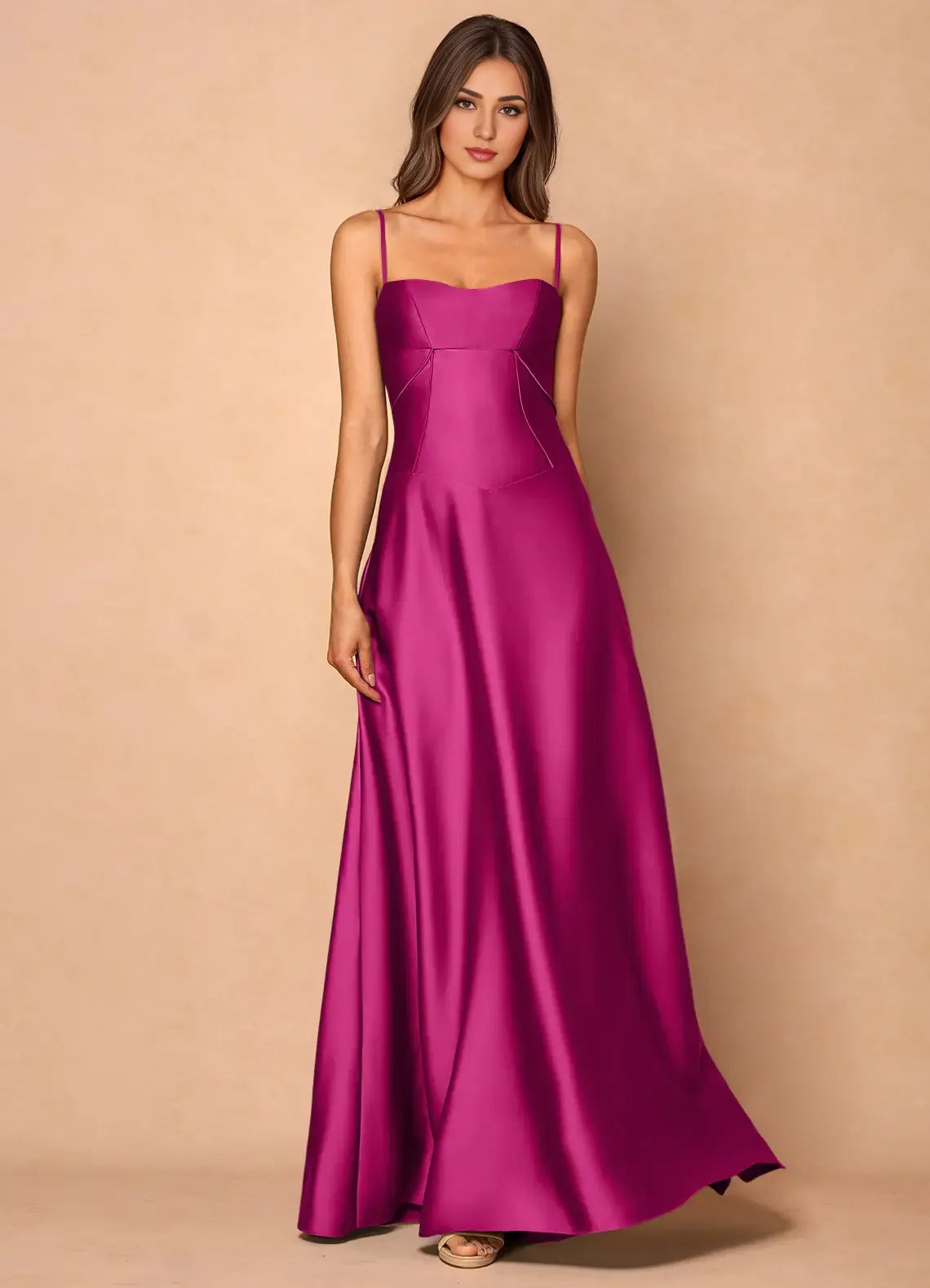 Lustrous A Line Spaghetti Strap Sleeveless Lace Up Back Floor Length For Women Prom Dress