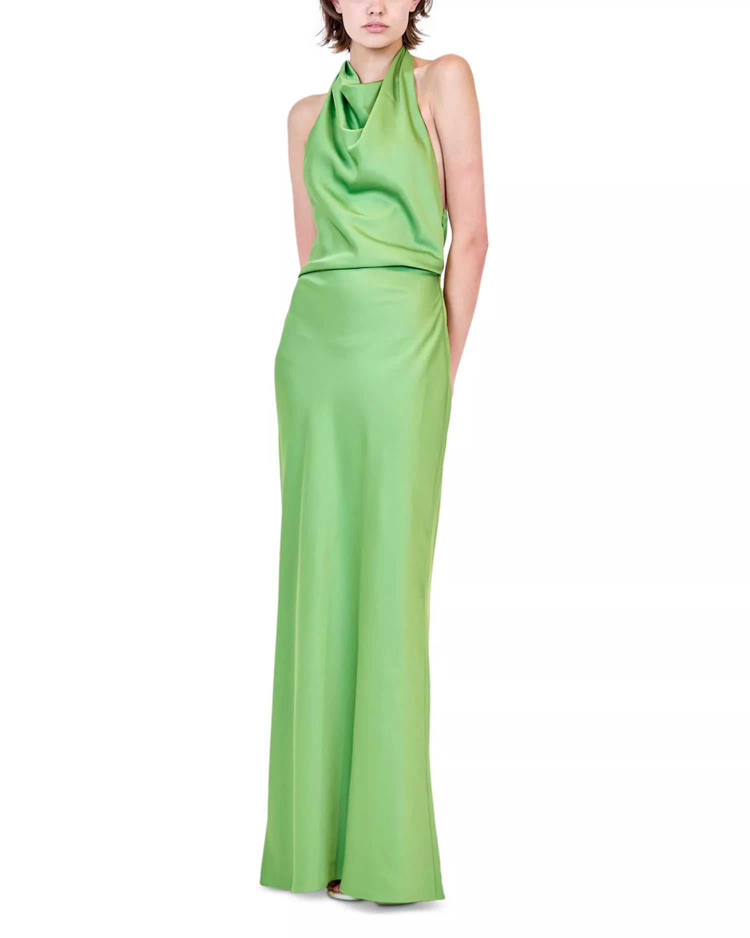 Lustrous Sheath Halter Neck Sleeveless Cutout Back Floor Length For Sale Prom Dress