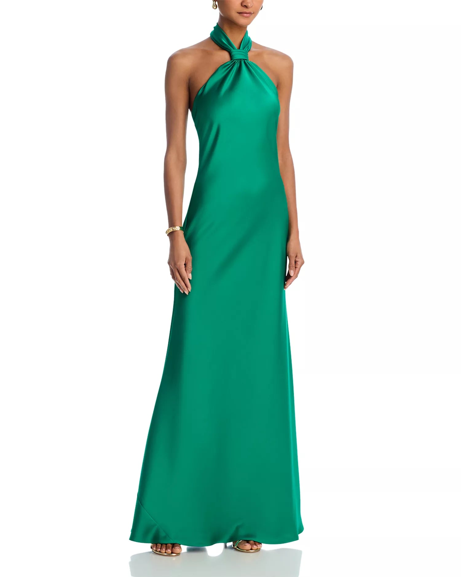 Lustrous Sheath Halter Neck Sleeveless Open Back Floor Length For Ladies Prom Dress