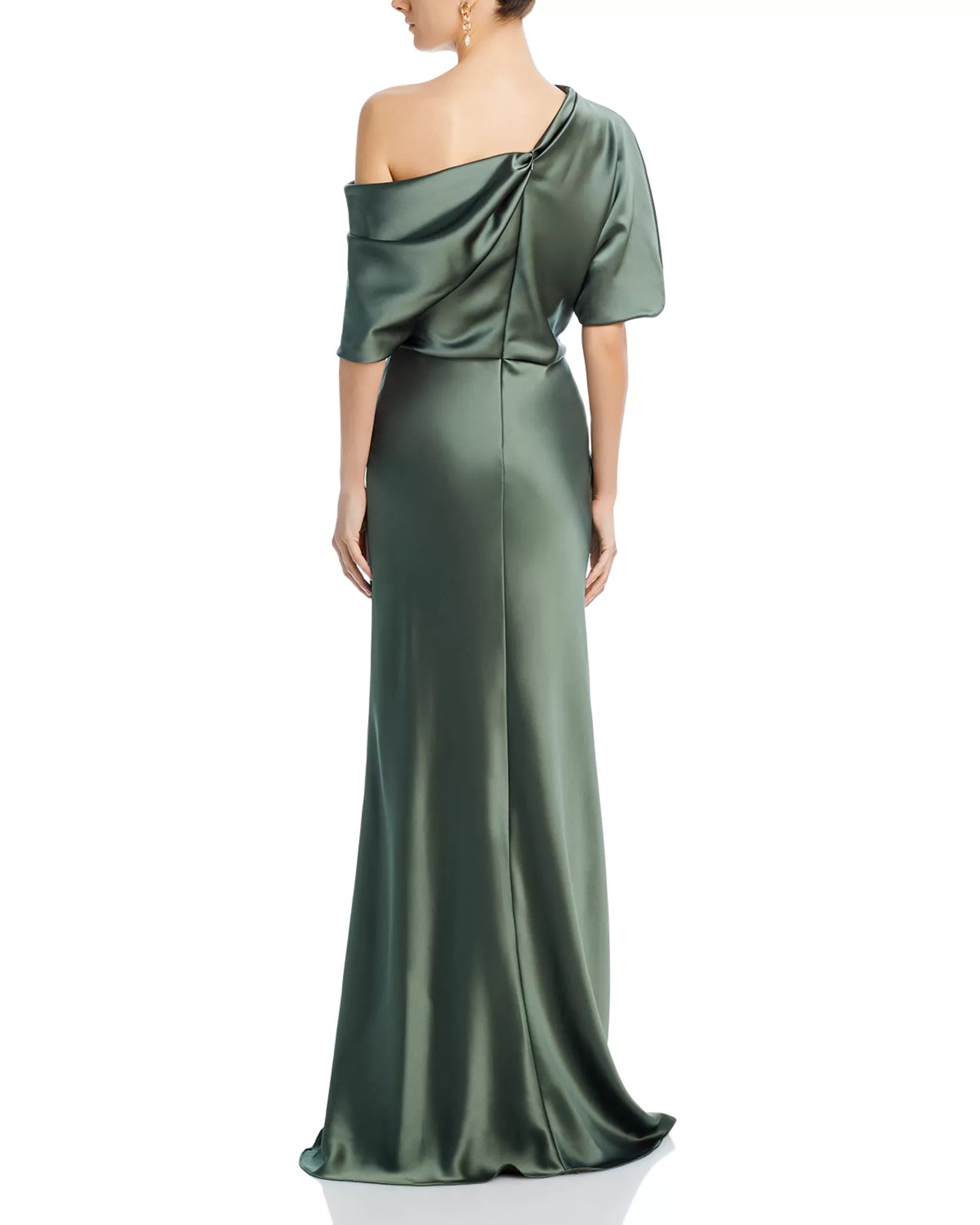 Lustrous Sheath One Shoulder Cape Sleeve Knot Back Floor Length Hot Sale Prom Dress