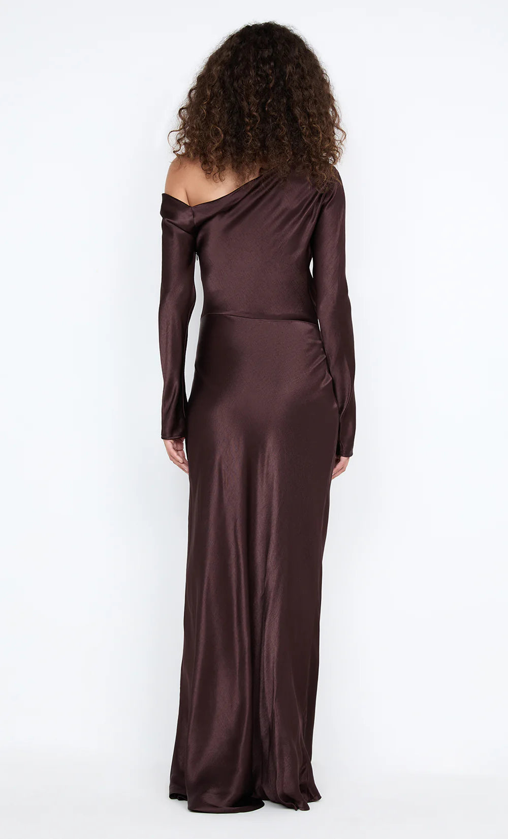 Lustrous Sheath One Shoulder Long Sleeve Open Back Floor Length Female Prom Dress