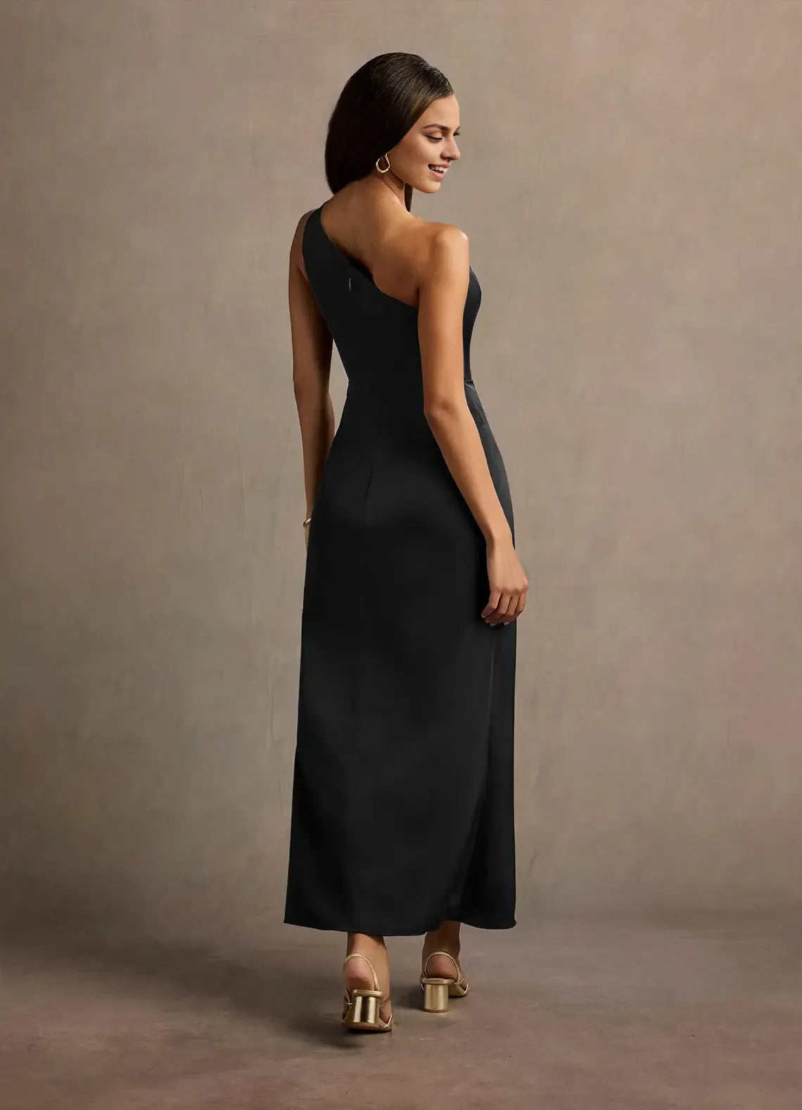 Lustrous Sheath One Shoulder Sleeveless Open Back Midi Length For Sale Prom Dress