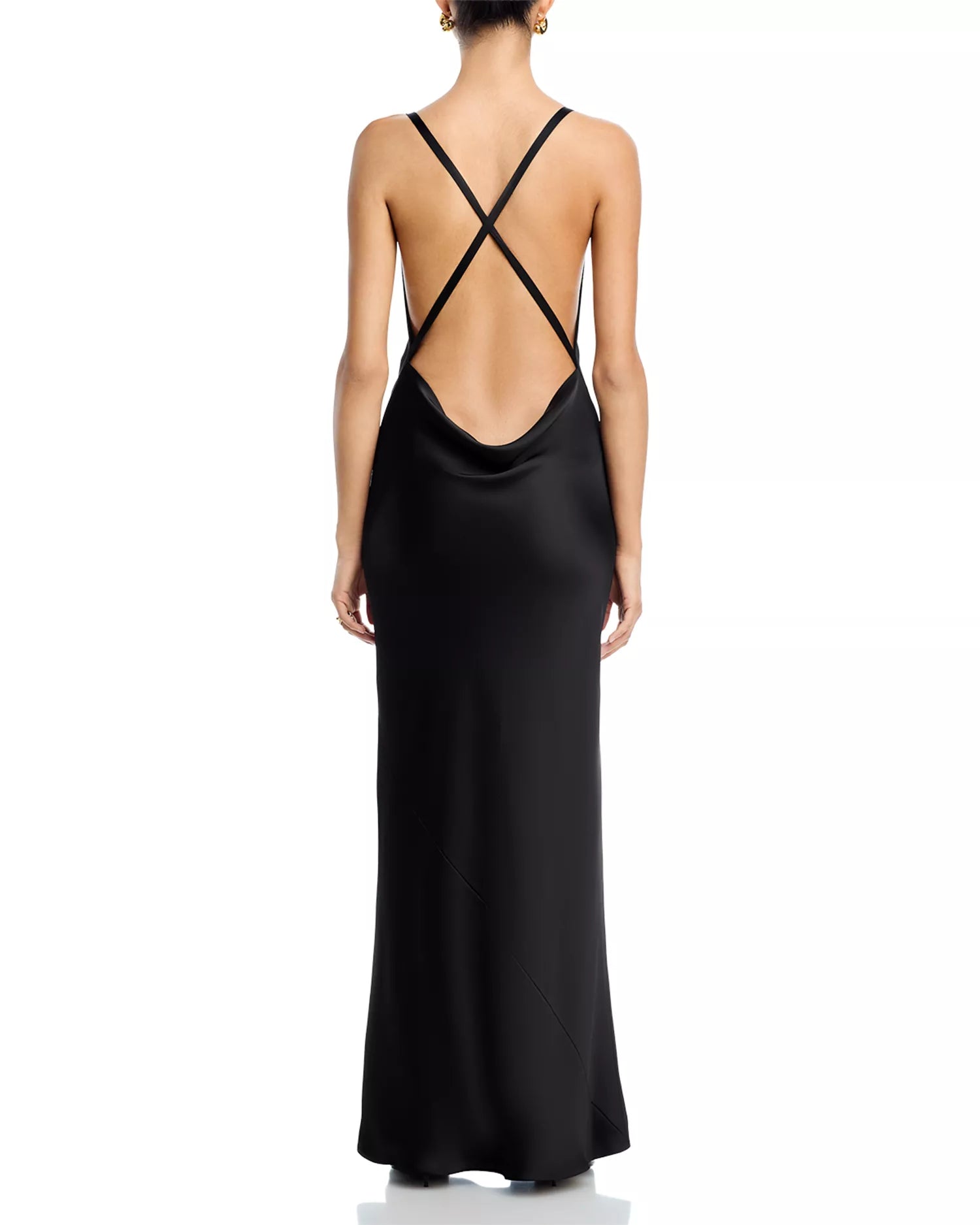 Lustrous Slip V Neck Spaghetti Strap Cross Back Floor Length For Women Prom Dress