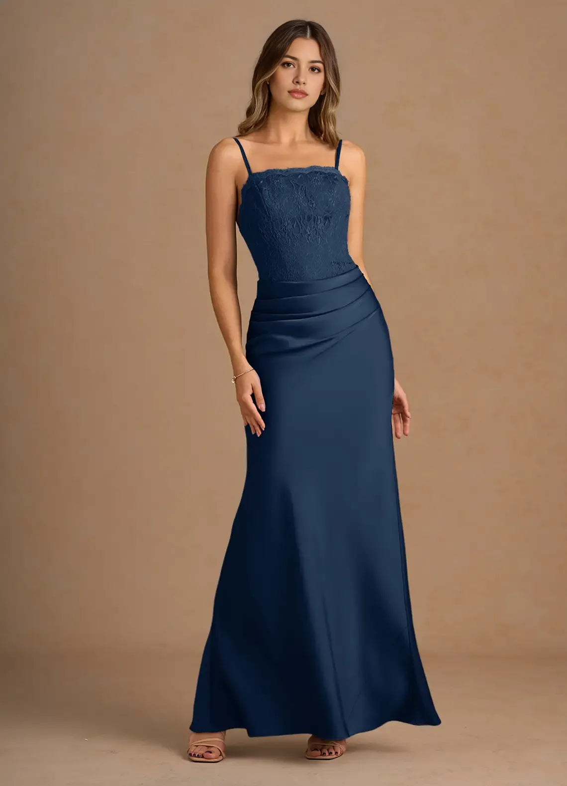 Lustrous Trumpet Square Neck Sleeveless Open Back Floor Length For Adults Prom Dress