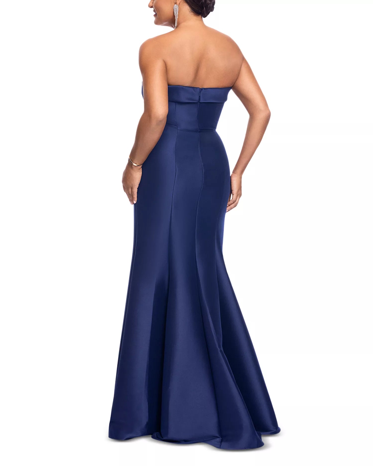 Lustrous Trumpet Strapless Sleeveless Bow Back Floor Length Hot Sale Prom Dress ﻿