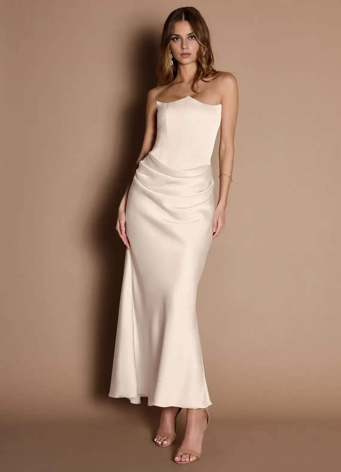 Lustrous Trumpet Strapless Sleeveless Open Back Floor Length For Sale Prom Dress