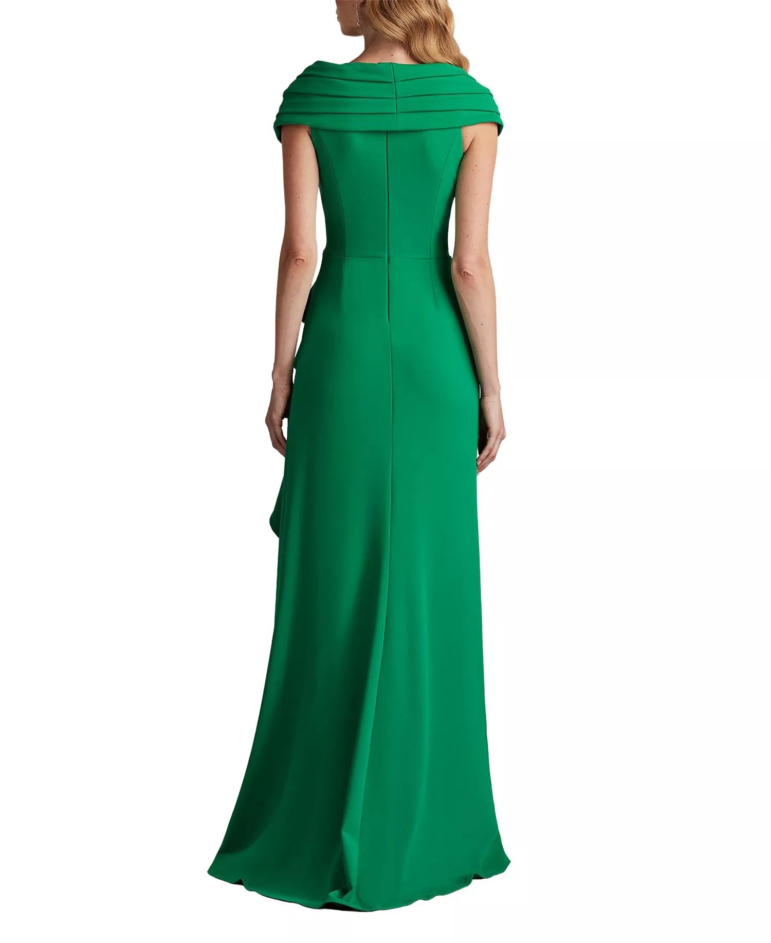 Lustrous Trumpet Wrap Neck Short Sleeve Open Back Floor Length Hot Sale Prom Dress