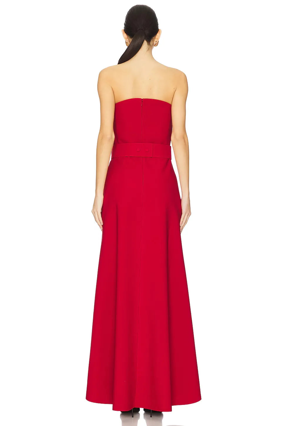 Luxe A Line Strapless Sleeveless Belted High Low Floor Length Prom Dress