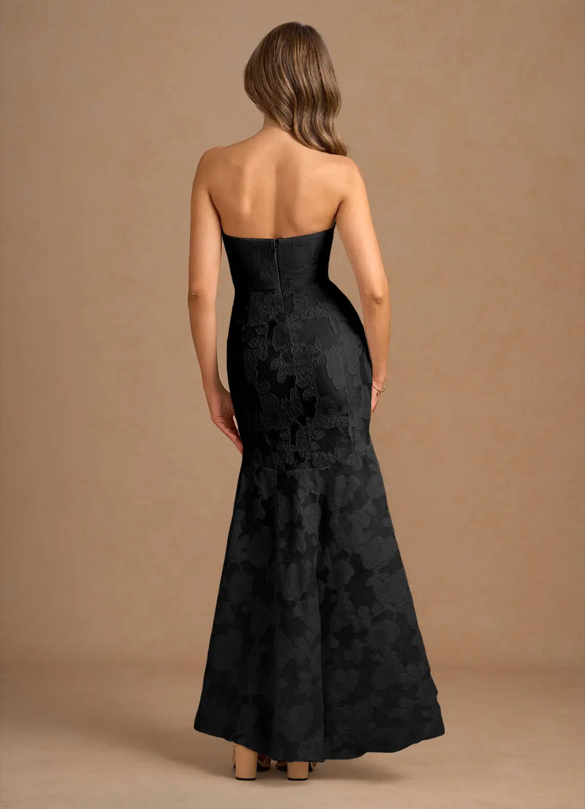 Luxe Mermaid Strapless Sleeveless Open Back High Low For Ladies Prom Dress