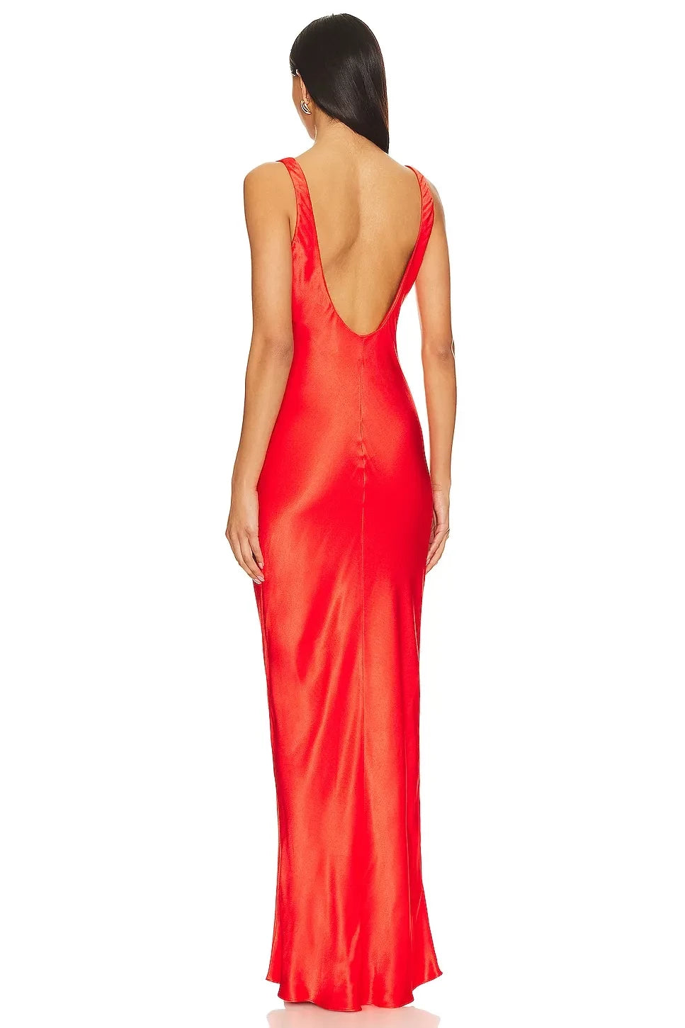 Luxe Sheath Scoop Neck Sleeveless Plunge Back Floor Length Prom Dress