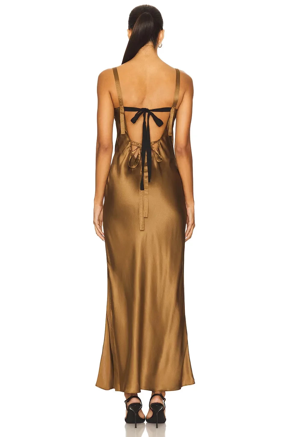 Luxe Sheath Square Neck Adjustable Strap Contrast Tie Back Floor Length Prom Dress