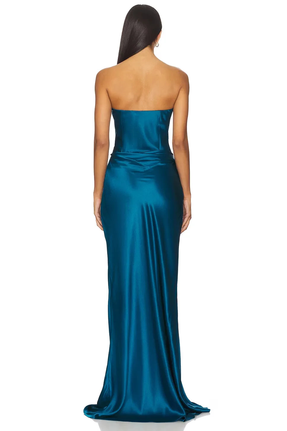 Luxe Sheath Strapless Sleeveless Draped Back Floor Length Evening Dress