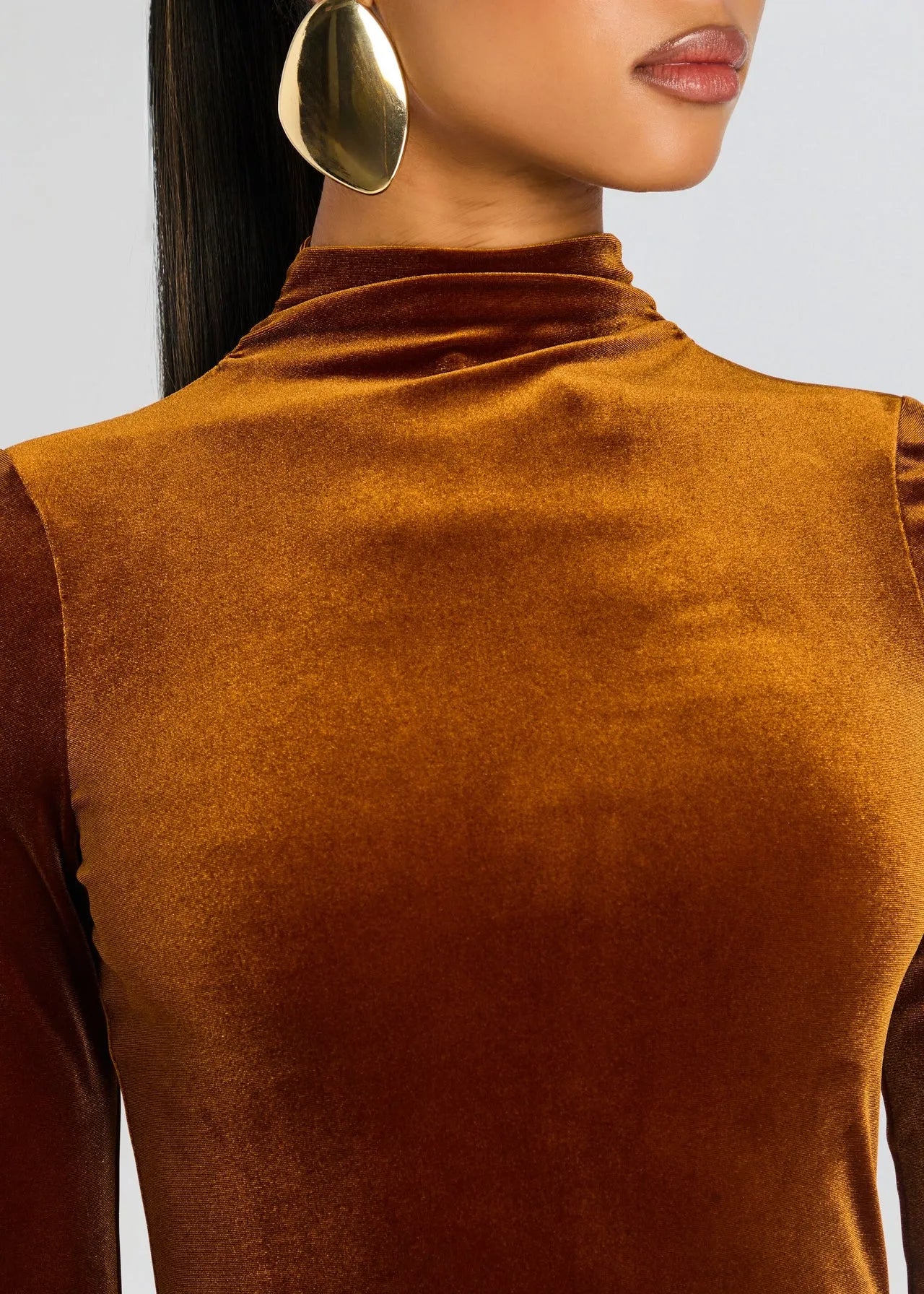 Luxe Sheath Turtleneck Long Sleeve Back Zip Floor Length Plus Size Evening Dress