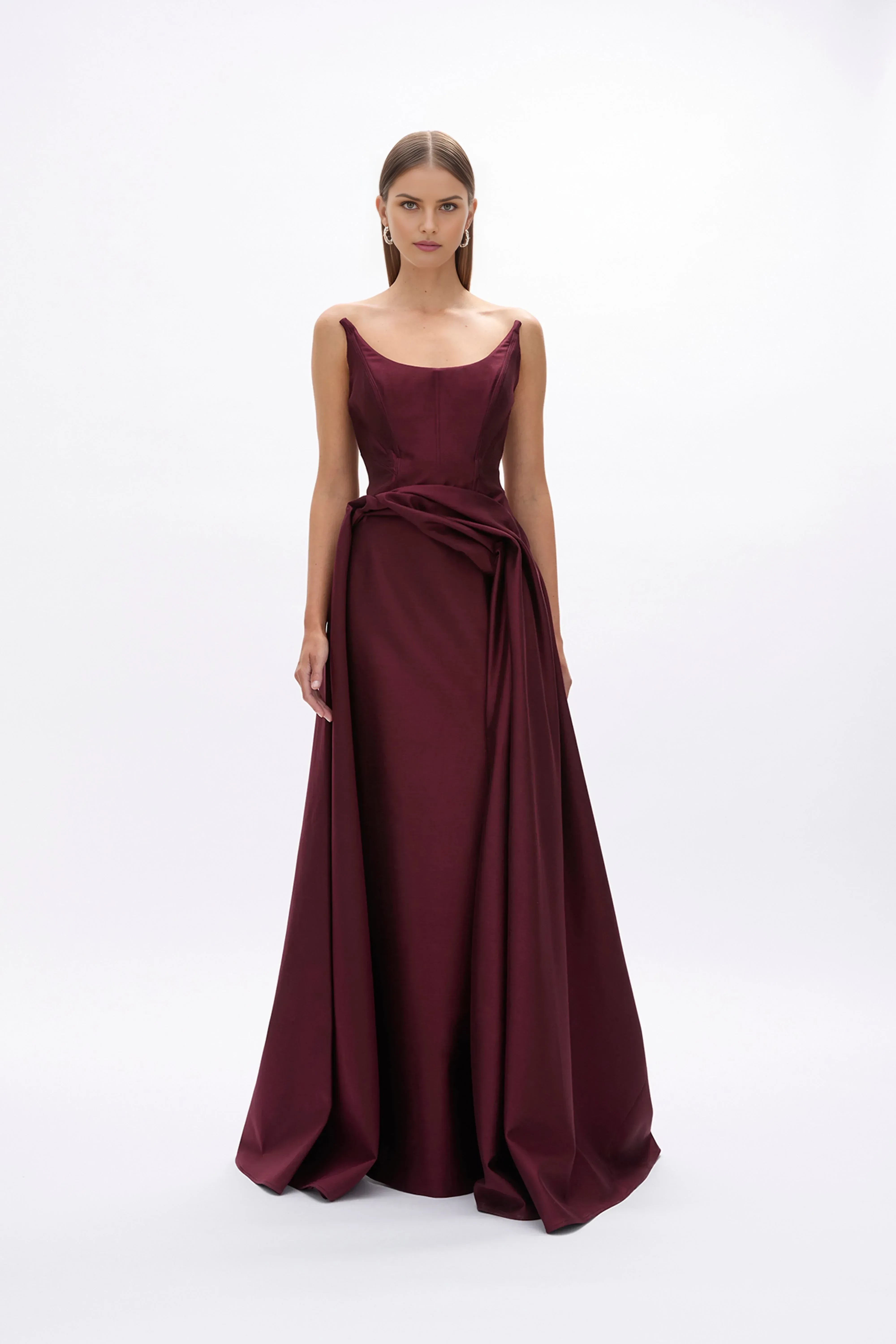 Luxurious A Line Square Neck Sleeveless Zipper Back Floor Length Evening Dress