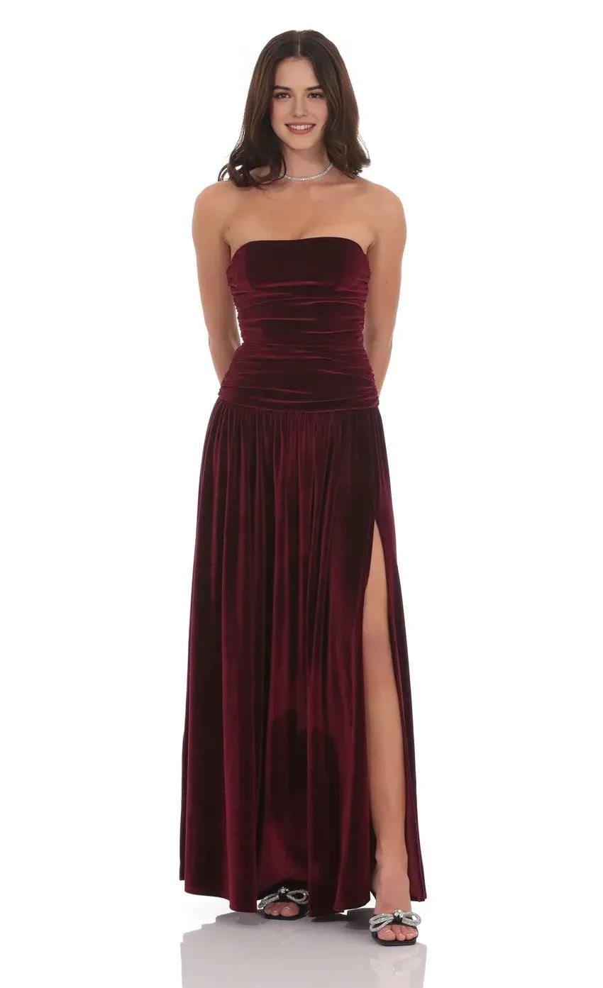 Luxurious A Line Strapless Sleeveless Zipper Back Floor Length Evening Dress